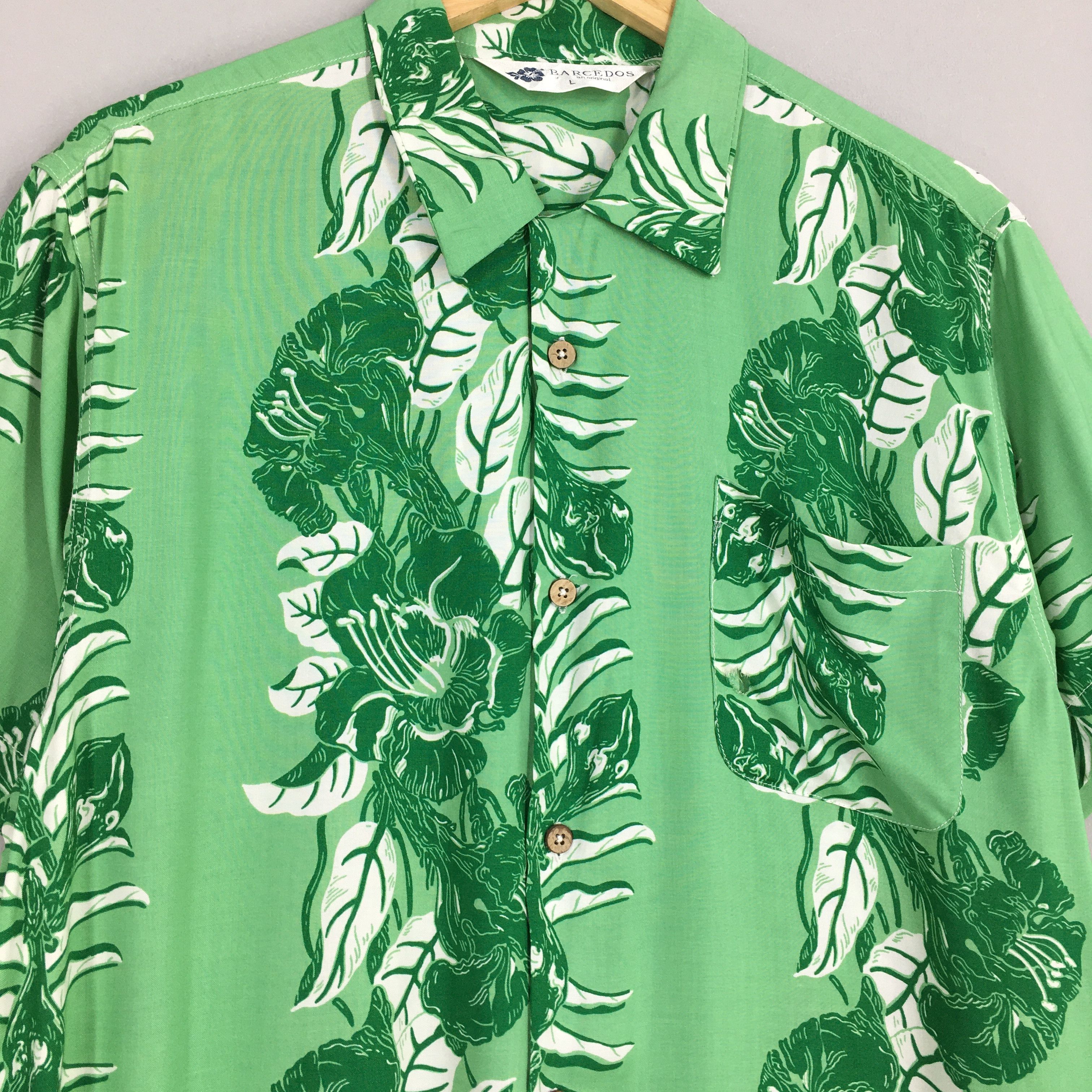 Other Vintage 80s Hawaii Aloha Surfwear Beach Green Shirt Large Size US L / EU 52-54 / 3 - 3 Thumbnail