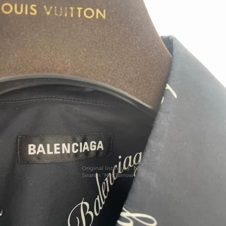 Balenciaga Balenciaga size 37 Black Full Logo Printed Short Sleeve Sh Size US S / EU 44-46 / 1 - 5 Thumbnail