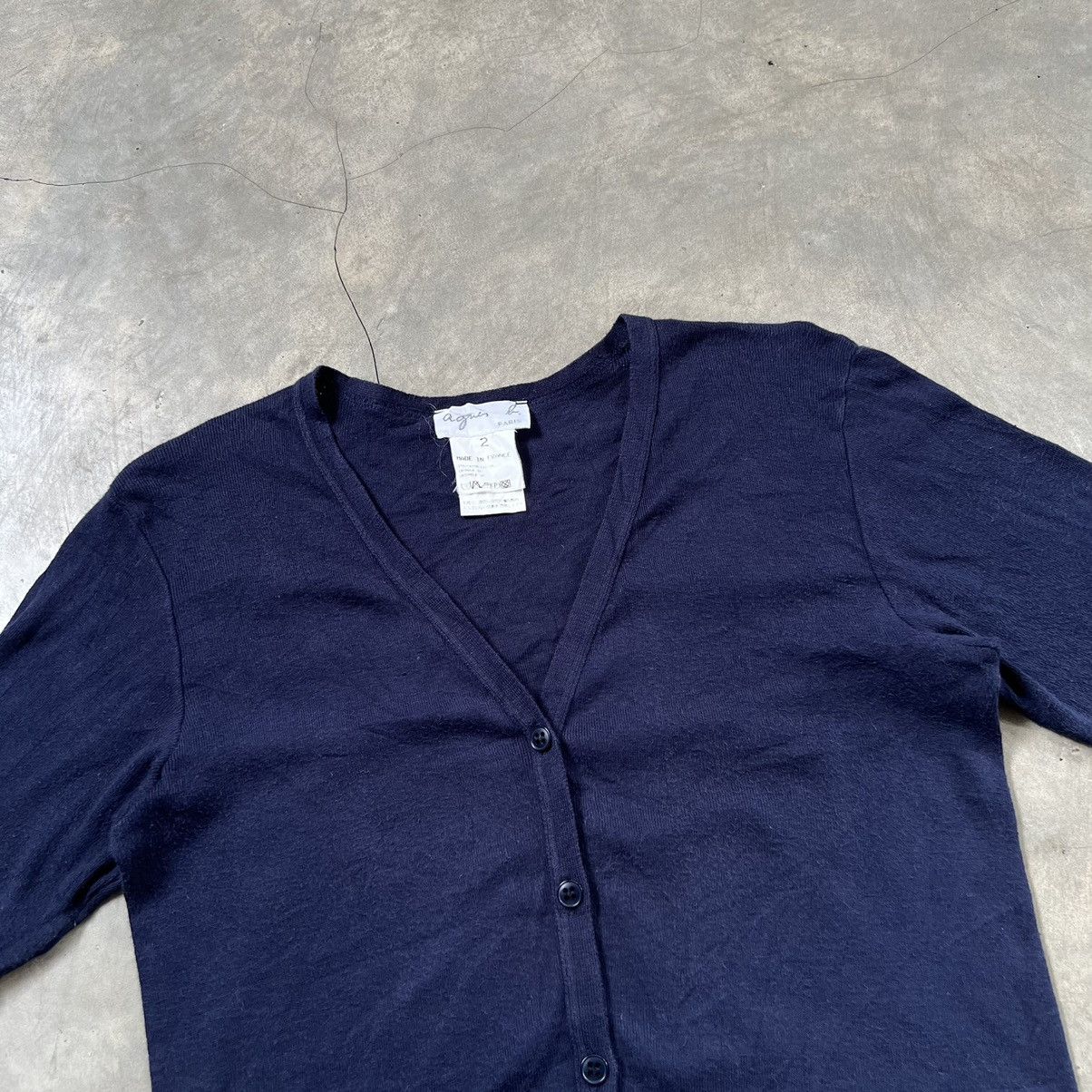 agnes b. Vintage Agnes B Navy Knit Cardigan Size S / US 4 / IT 40 - 2 Thumbnail