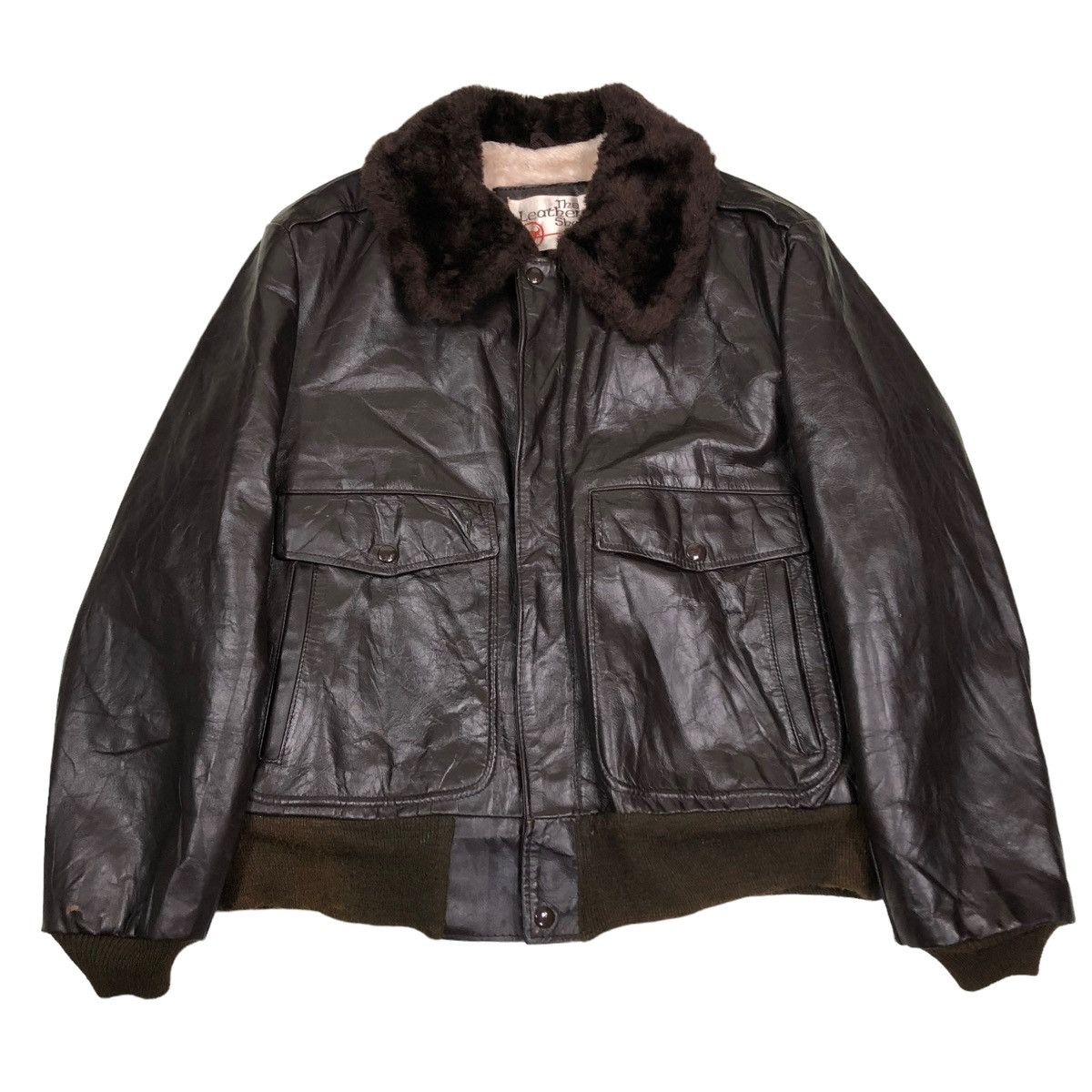 Vintage 🔥VTG 80’s GENUINE LEATHER JACKET SEARS USA MINK FUR COLLAR Size US M / EU 48-50 / 2 - 1 Thumbnail