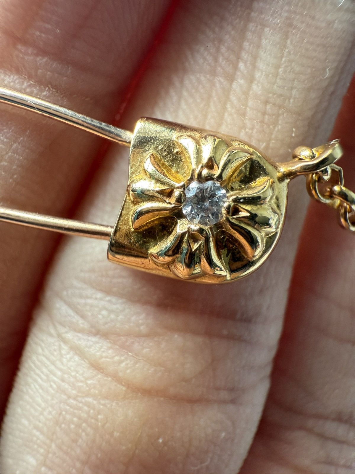 Chrome Hearts 🔥Chrome Hearts Yellow Gold Safety Pin w/Diamond Necklace🔥 Size ONE SIZE - 2 Thumbnail
