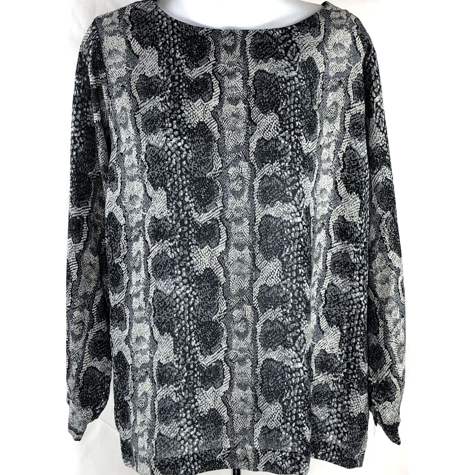 Vintage VINTAGE Teddi Button-Up Collared Gray Snake Top XL Women 90s Career Glam Chic Shirt Size XL / US 12-14 / IT 48-50 - 5 Thumbnail