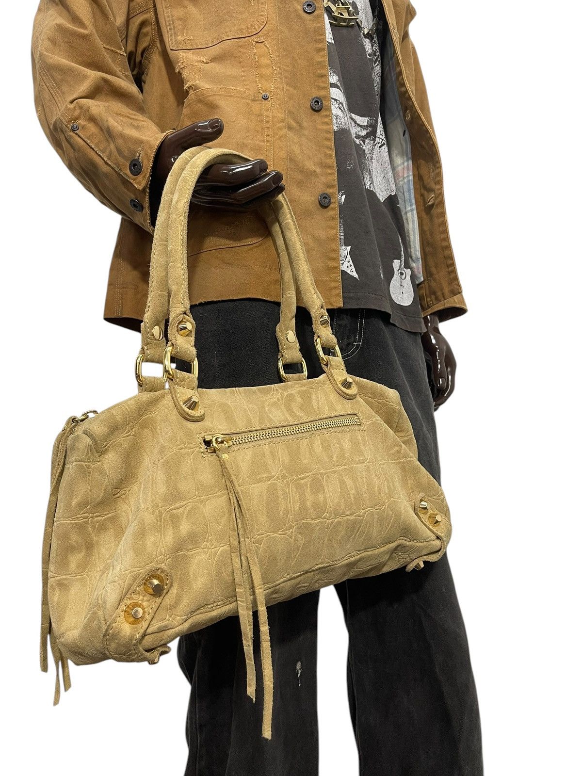 Genuine Leather Full Suede Leather Linea Pelle East-West Bag 1🟩6 Size ONE SIZE - 1 Thumbnail
