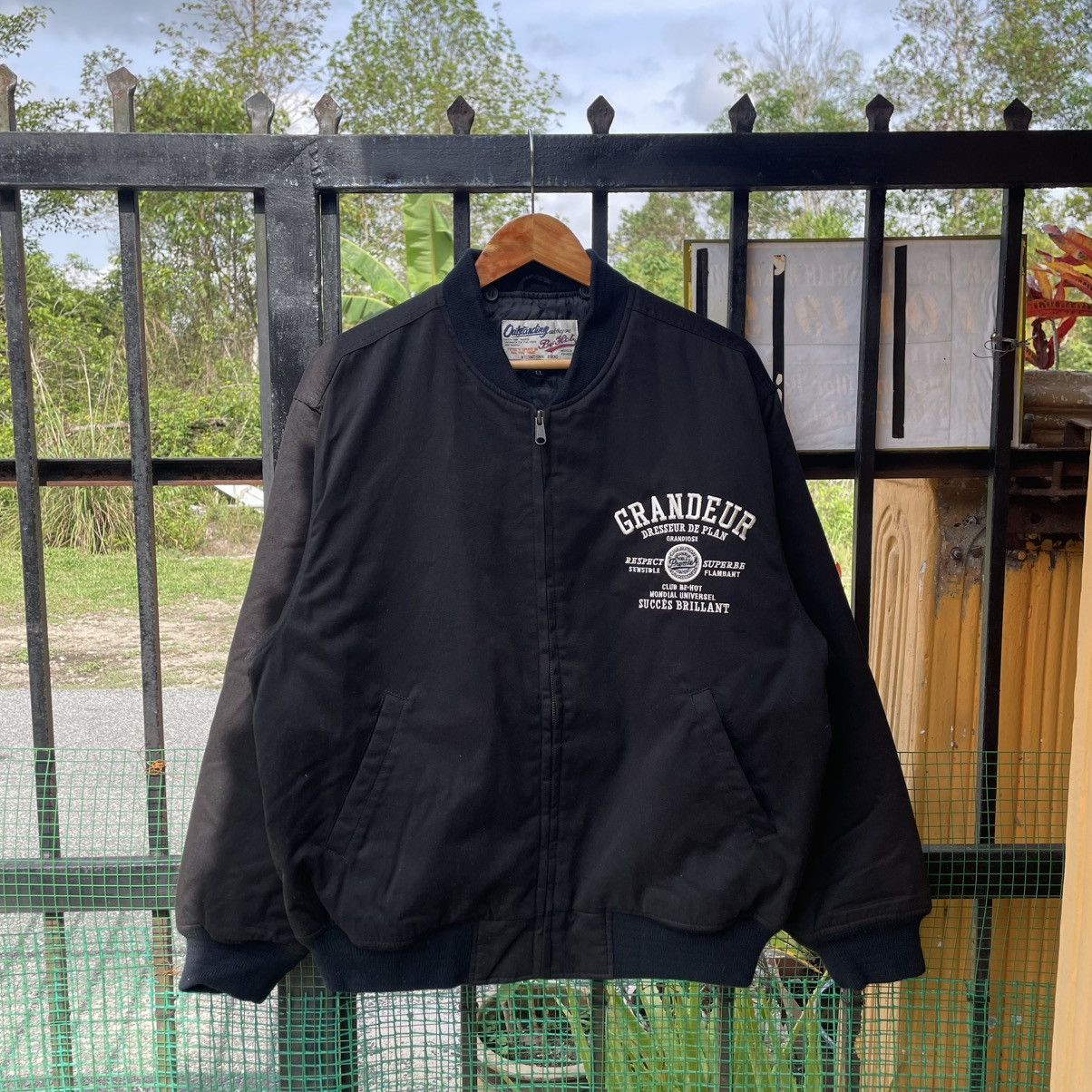 Japanese Brand 🔥🇯🇵Gran Deur Big Spellout Full Zipper Bomber Varsity Jacket Size US L / EU 52-54 / 3 - 4 Thumbnail
