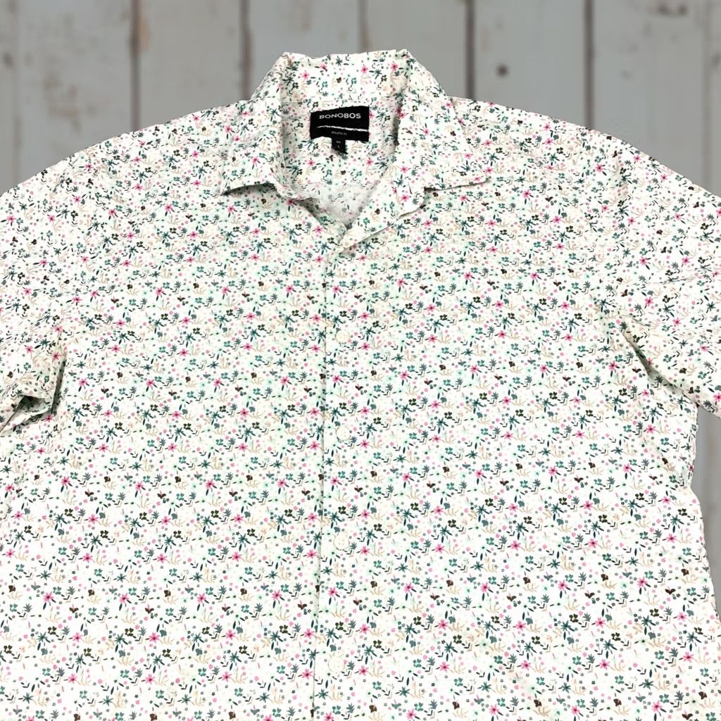 Bonobos Bonobos Shirt Men L Pink Green Floral Short Sleeve Button Athletic Fit L Size US L / EU 52-54 / 3 - 1 Thumbnail