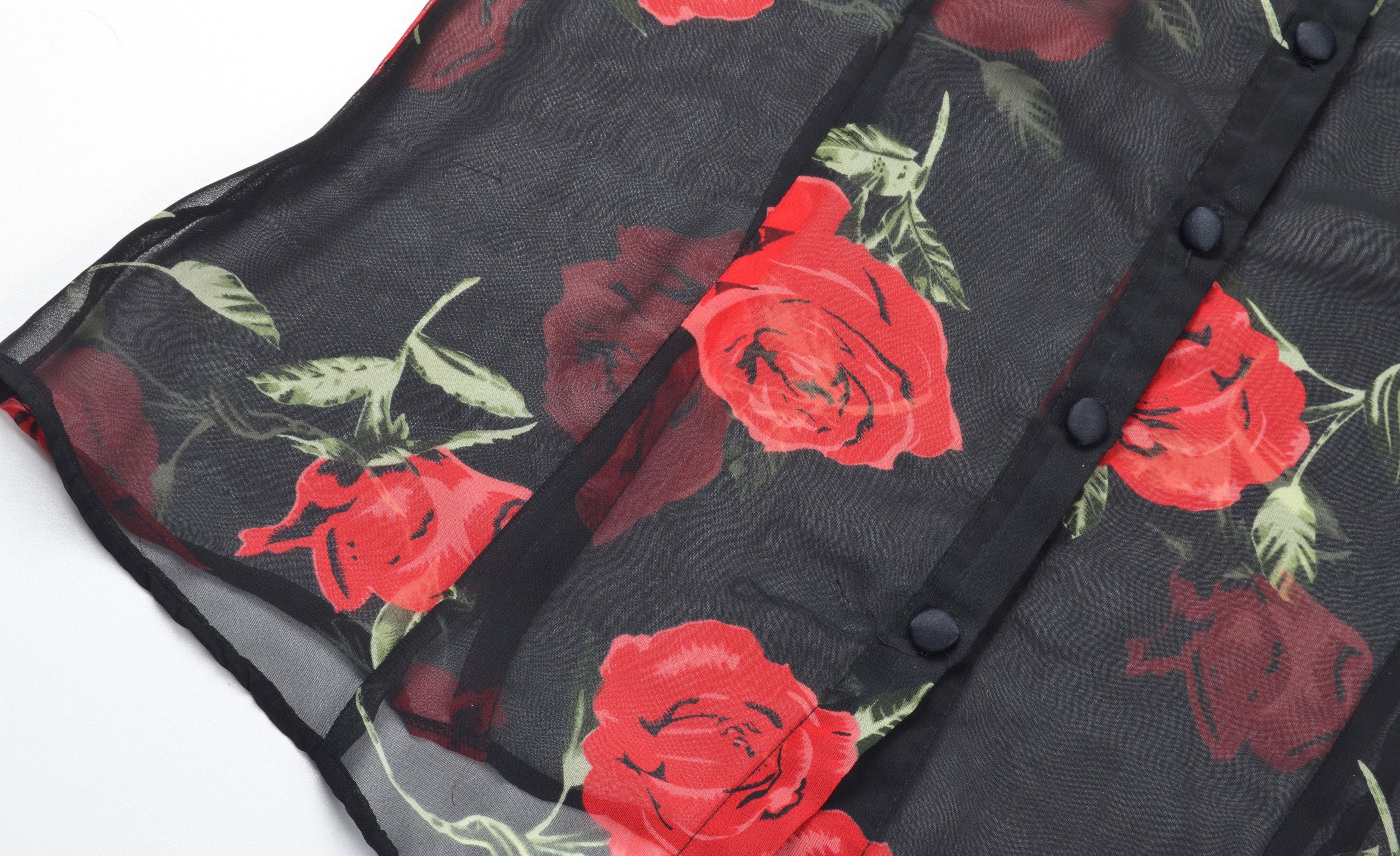 Roberto Cavalli Roberto Cavalli 90's Mesh Roses Sheer Button Up Blouse Size L / US 10 / IT 46 - 4 Thumbnail