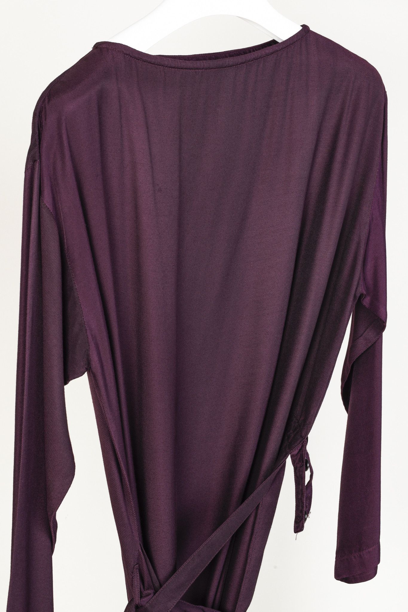 Ann Demeulemeester Ann Demeulemeester Eggplant Long-Sleeve Wrap-Skirt Dress Size XL / US 12-14 / IT 48-50 - 3 Thumbnail
