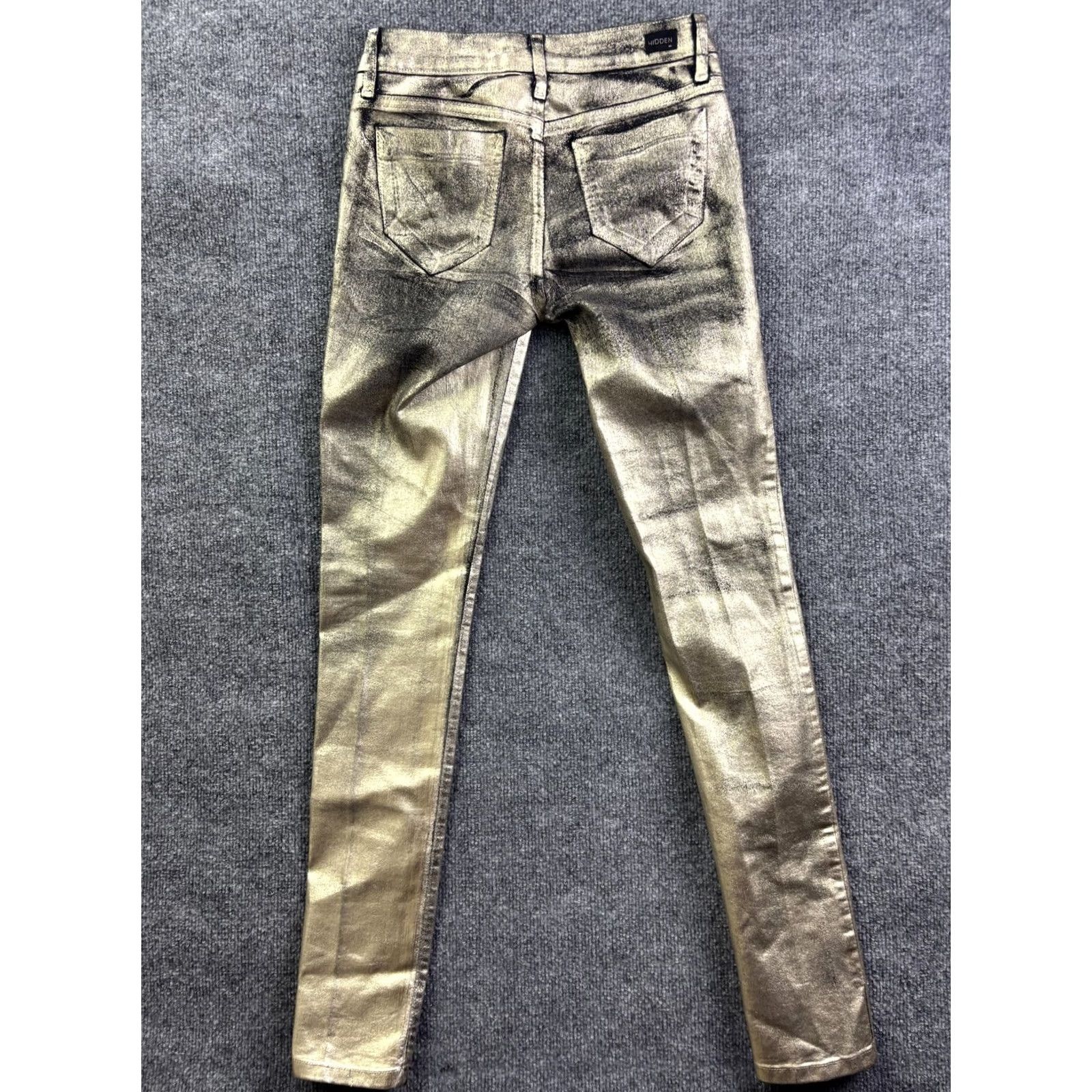 Vintage Hidden Jeans Gold Metallic Skinny Jeans Juniors 5/29 Womens Slim Mid Rise 29x29 Stretch Denim Size 27" / US 4 / IT 40 - 7 Thumbnail