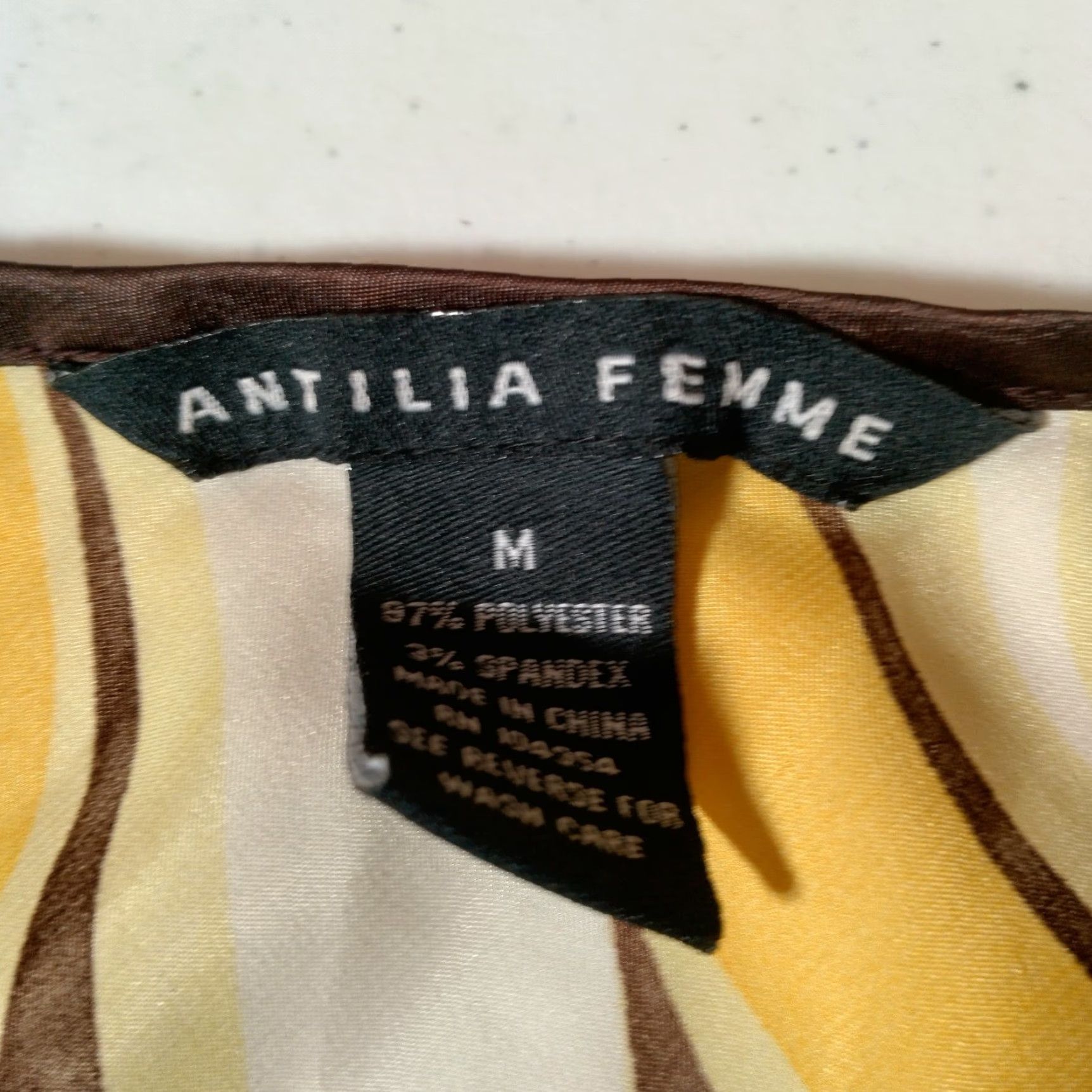 Vintage VINTAGE Antilia Femme Shirt Tank Sleeveless Satin Bling Yellow Brown Tie V-Neck M Women's Blouse Size M / US 6-8 / IT 42-44 - 6 Thumbnail