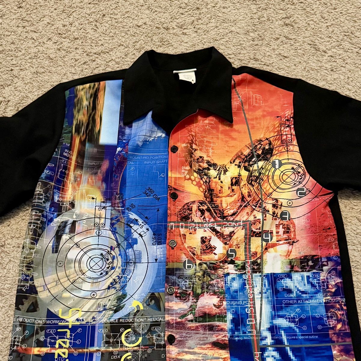 Other Y2K VINTAGE CYBER RAVE OVERSIZED BUTTON UP Size US XL / EU 56 / 4 - 2 Thumbnail