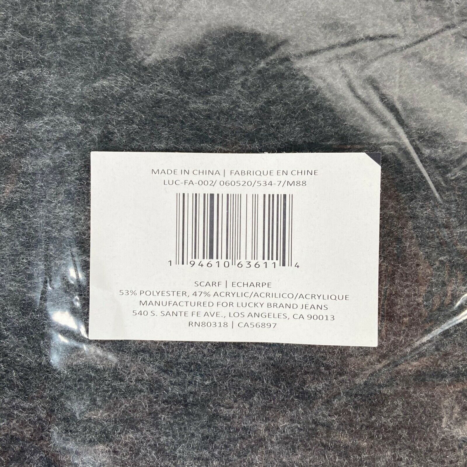 Lucky Brand Lucky Brand Solid Brushed Scarf with Fringe Charcoal Gray Size ONE SIZE - 4 Thumbnail