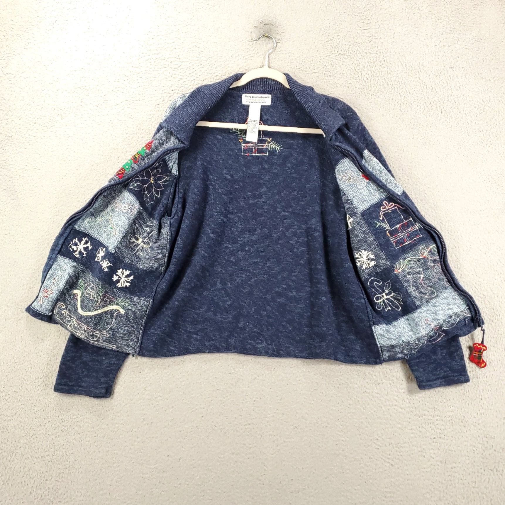 Vintage Tiara International Cardigan WOMENS XL Chirstmas Full Zip Holiday Sweater Size XL / US 12-14 / IT 48-50 - 3 Thumbnail