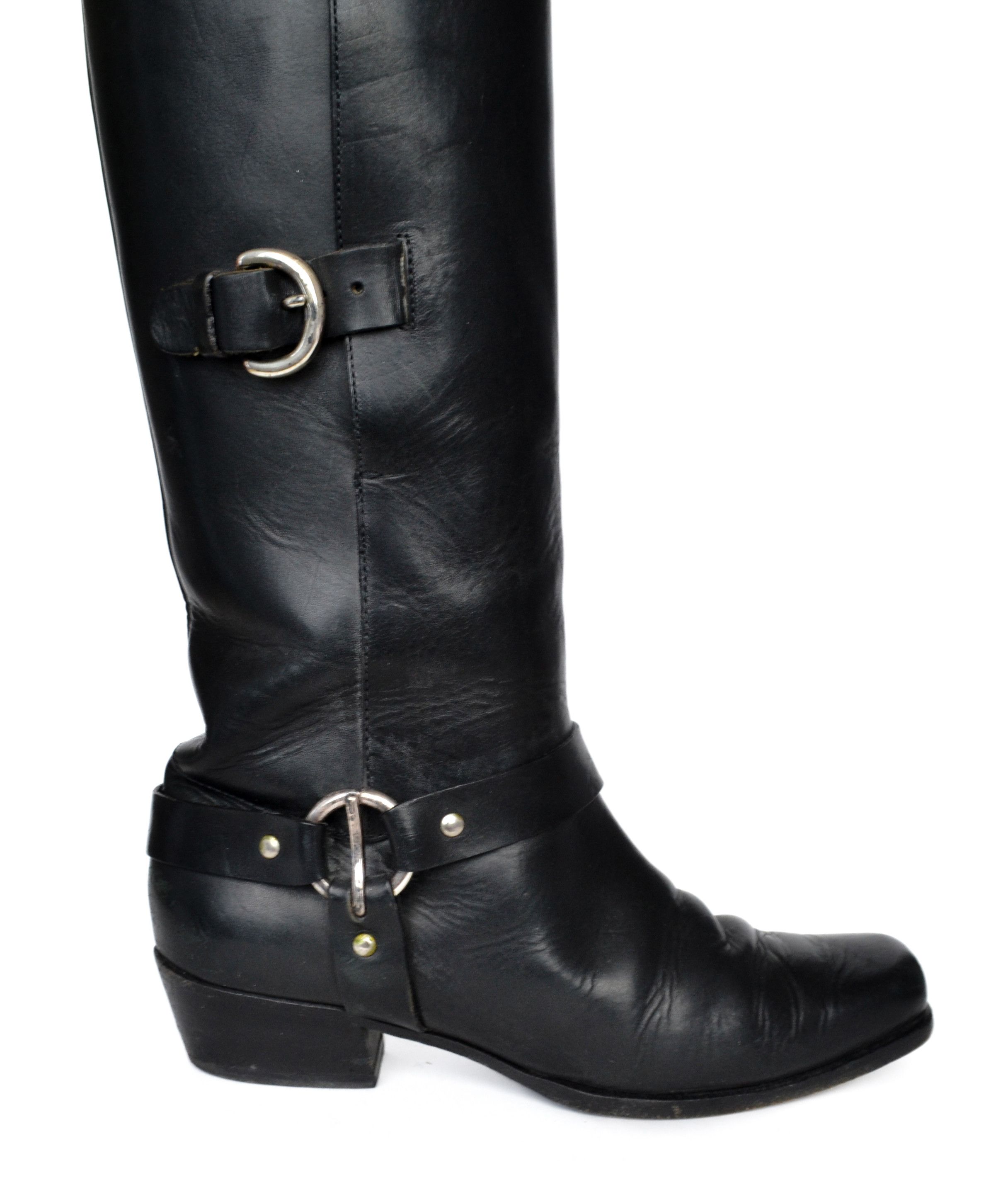 Miu Miu MIU MIU Boots Biker Tall Belt Leather Black Vintage PRADA Size US 8 / IT 38 - 8 Thumbnail