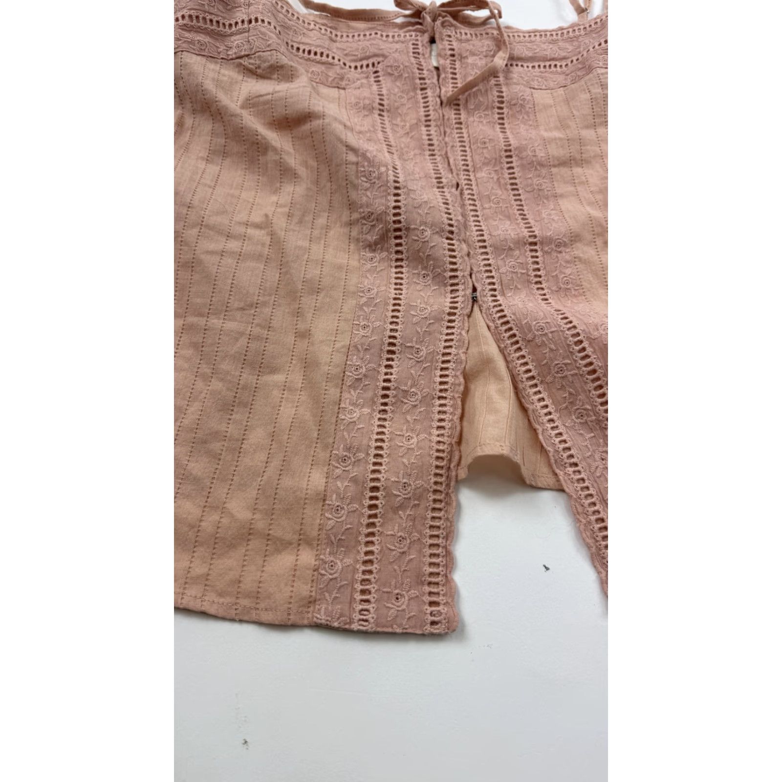 Vintage Capulet Tank Top Womens XS Peach Lace Eyelet Embroidered Camisole ST573-PCH Size XS / US 0-2 / IT 36-38 - 2 Thumbnail