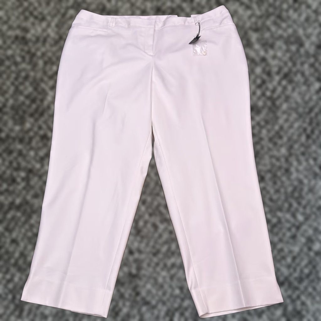 Vintage Lane Bryant Lena Ankle Pant 26 White Tapered Plus Dress Pants Stretch Modern Classic Casual Workwear Women's Realistic Dust Staining Included Size 26" / US 2 / IT 38 - 1 Thumbnail