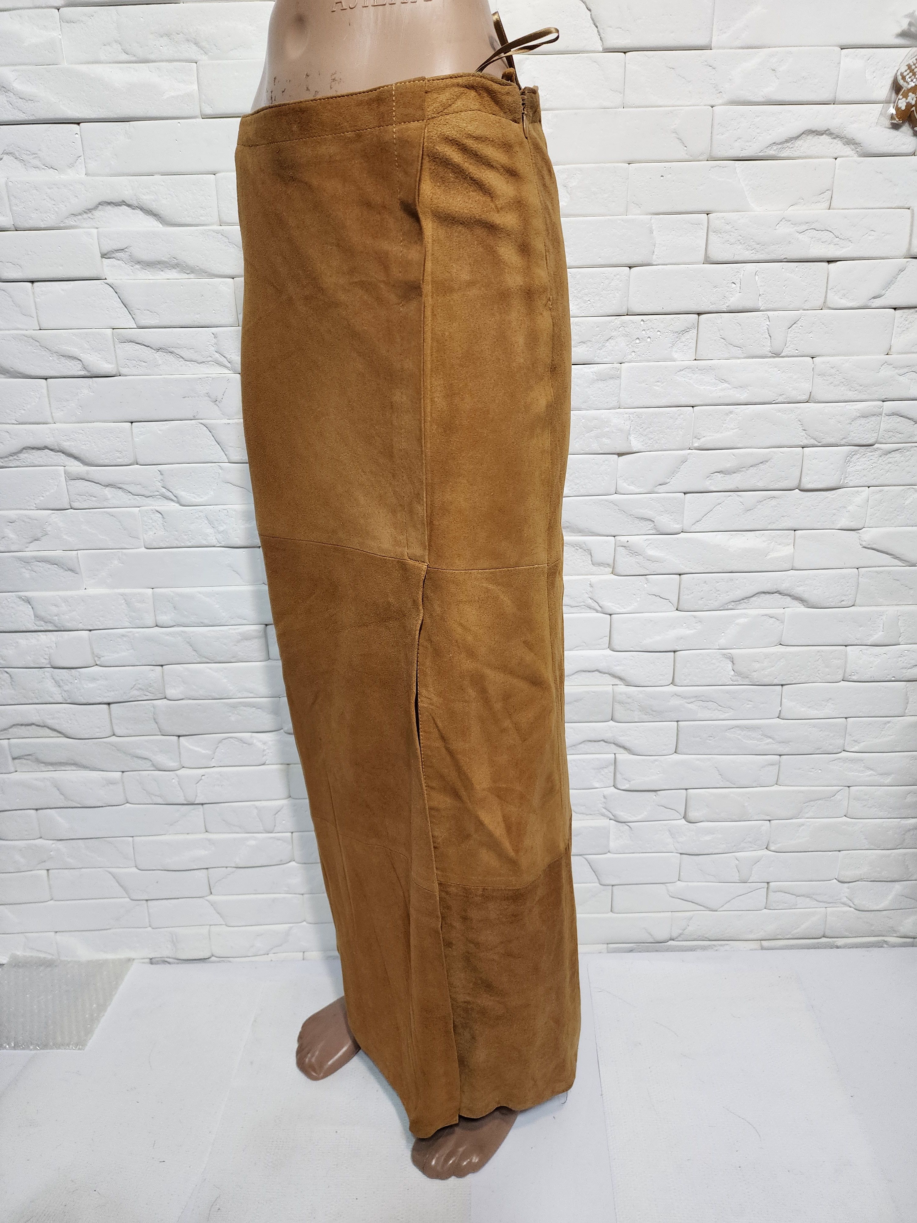 Other Brown Suede Leather Skirt, Plastic Zipper Fasteners Size 28" / US 6 / IT 42 - 2 Thumbnail