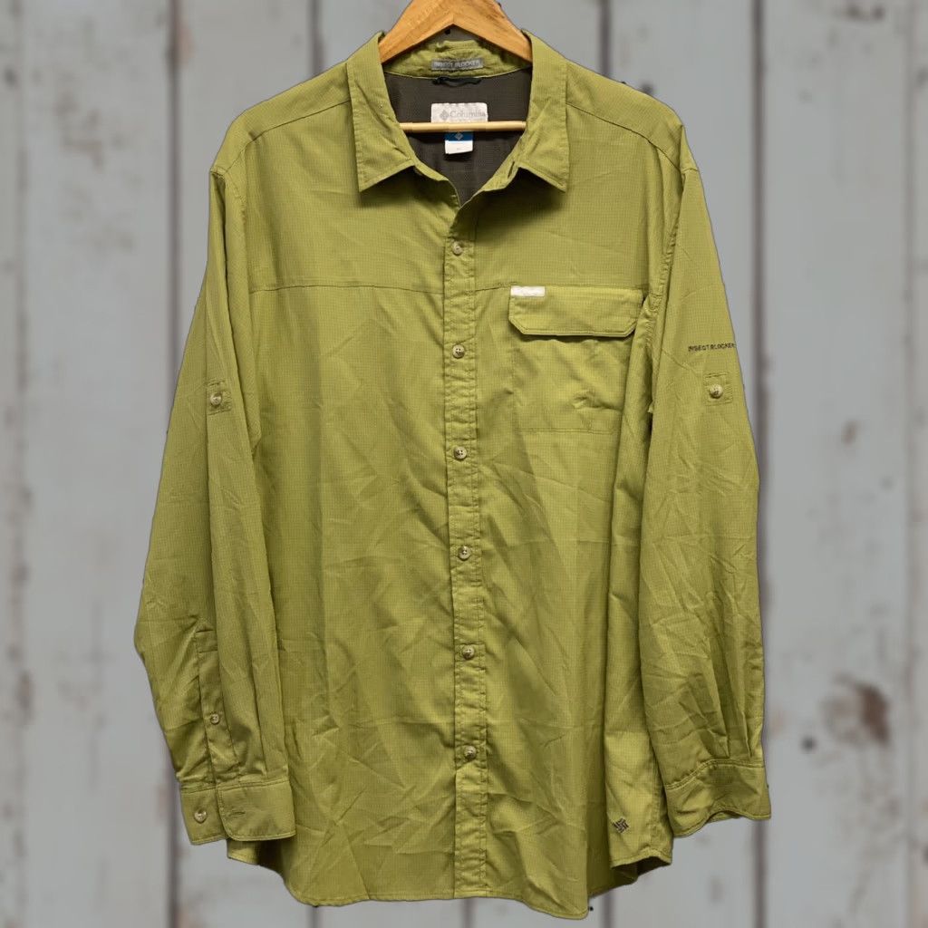 Vintage Columbia Shirt Insect Blocker XL Green Mini Check Long Sleeve Hiking Mens Insect Blocker Button-Up Shirt Mens Size US XL / EU 56 / 4 - 1 Thumbnail