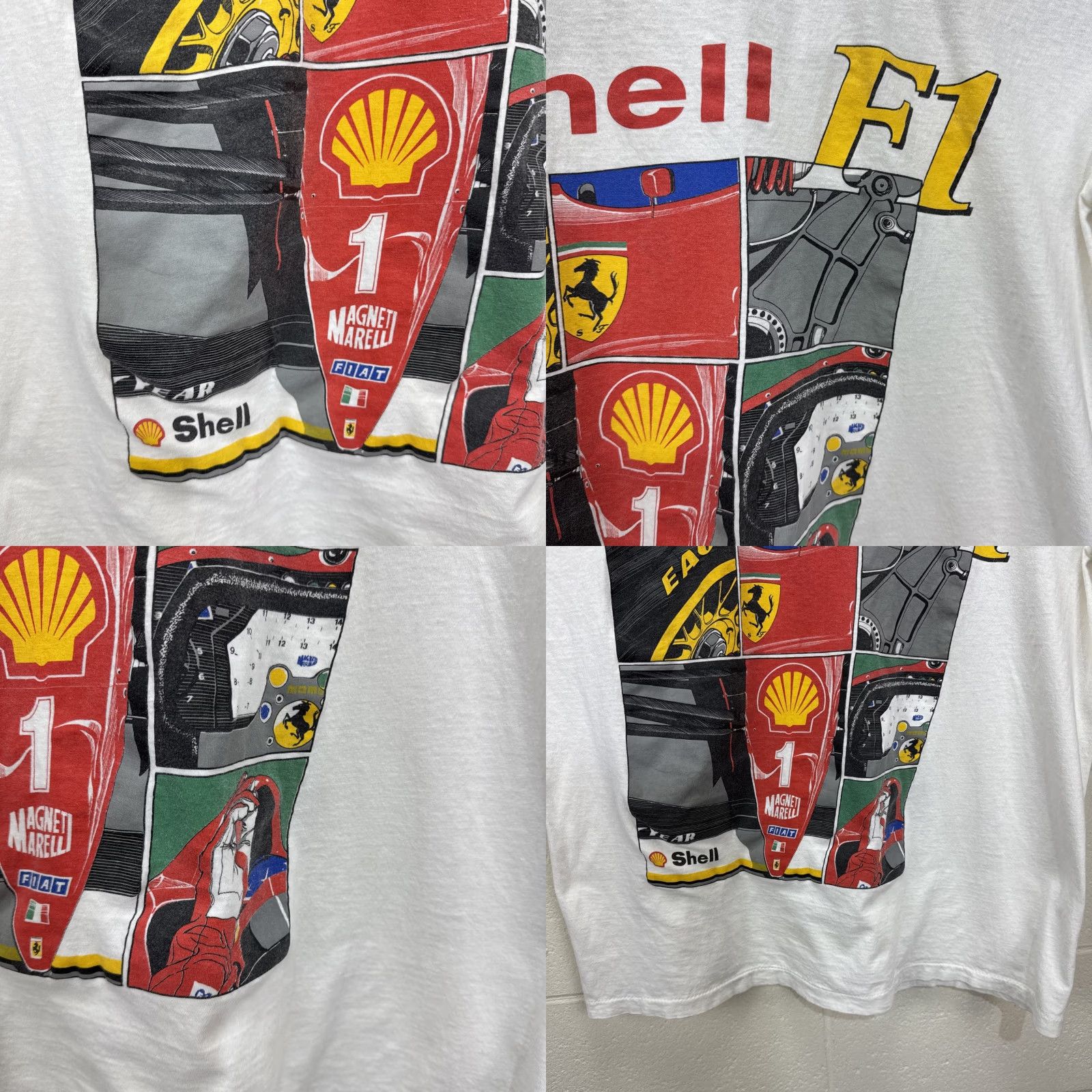 Ferrari VINTAGE FERRARI FORMULA 1 Shell T-Shirt Mens Large White 90s Racing Sports Size US L / EU 52-54 / 3 - 8 Thumbnail