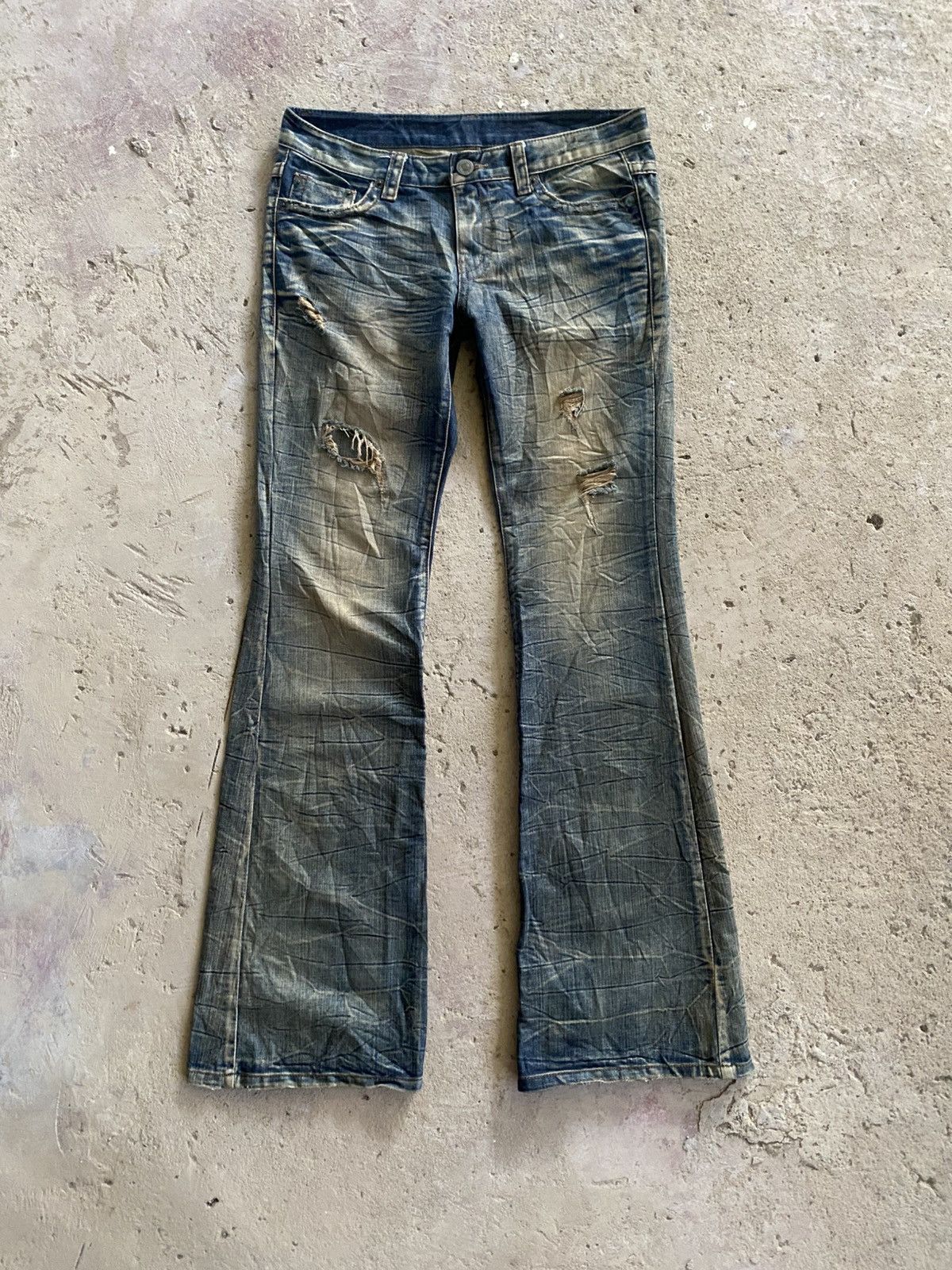 Tornado Mart Agate Label Rusty Whiskers Flare Denim Size US 31 - 1 Thumbnail
