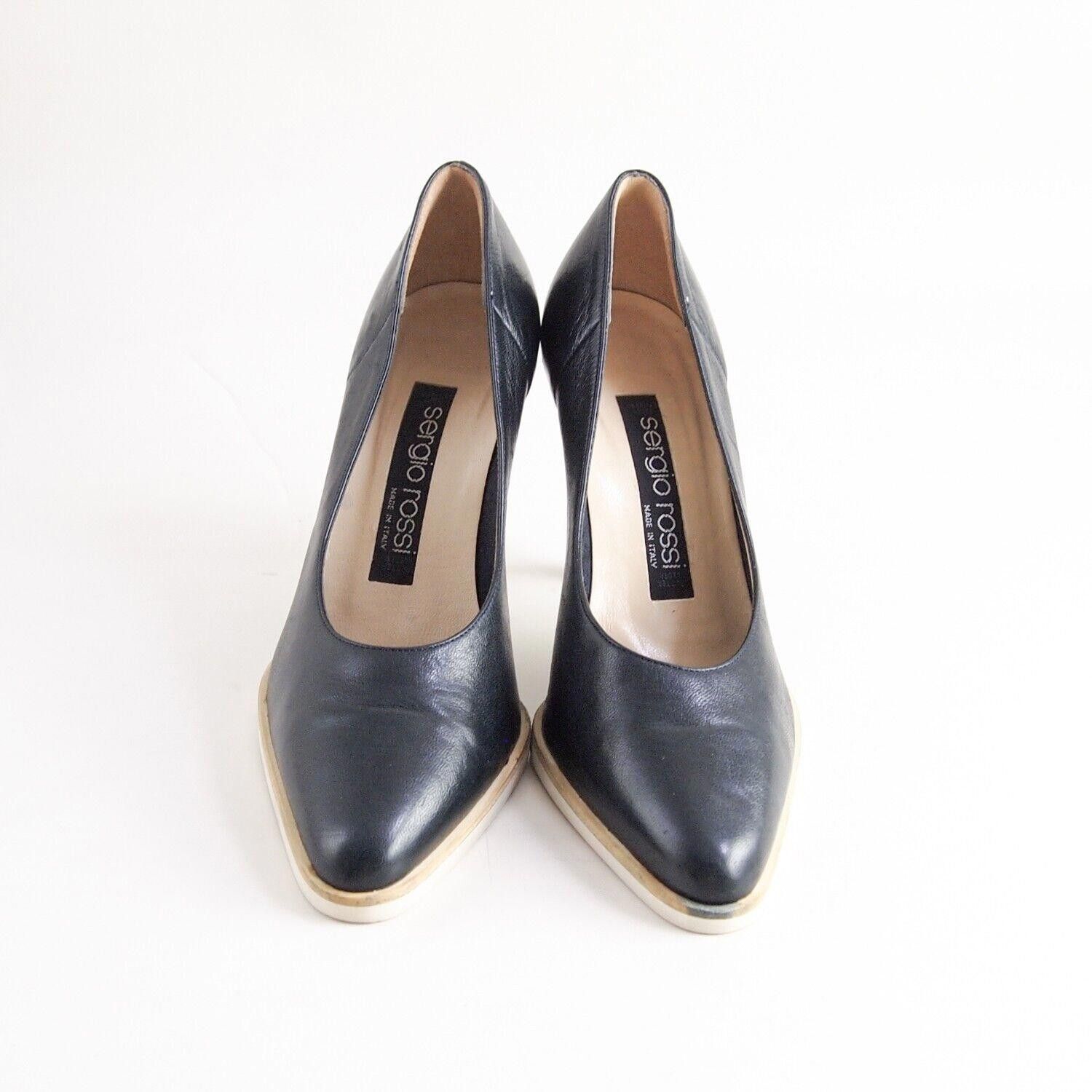 Sergio Rossi Sergio Rossi Heels Black Leather Mid Pointy Toe US 6 EU 36 Size US 6 / IT 36 - 3 Thumbnail