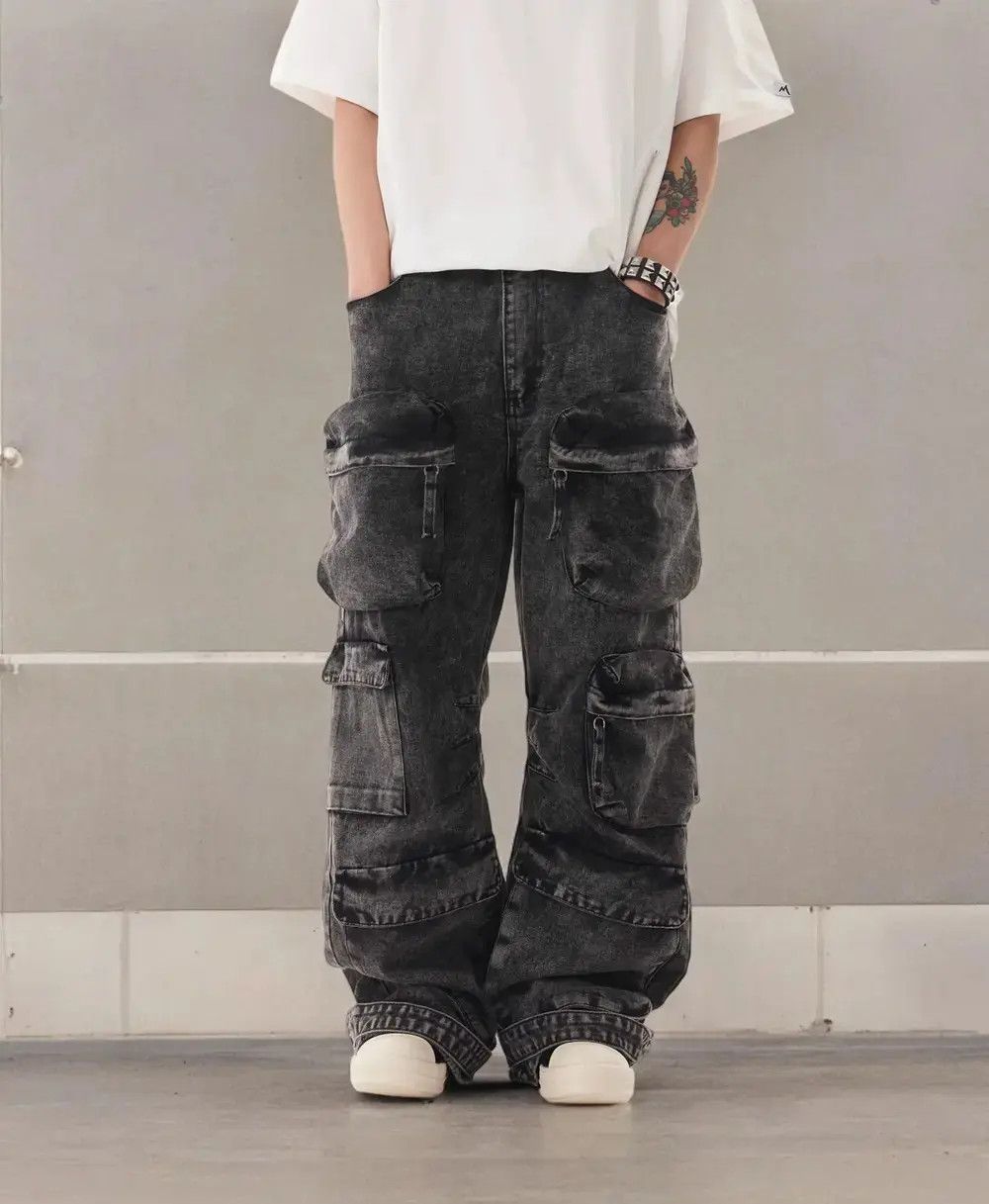 Japanese Brand × Jean Washed Cargo Denim Jeans Size US 34 / EU 50 - 5 Thumbnail