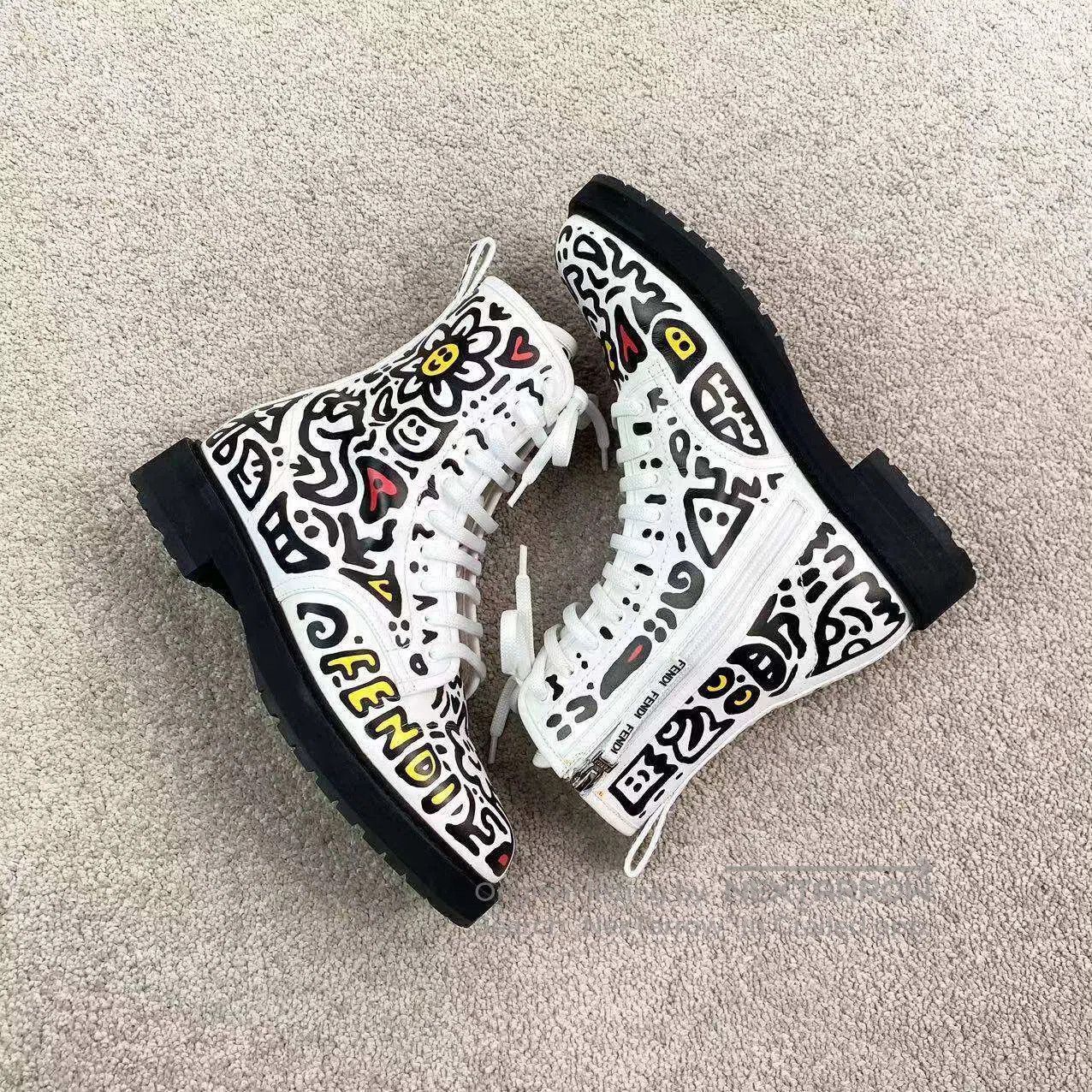 Fendi Fendi White graffiti Martin boots| Size US 5.5 / IT 35.5 - 4 Thumbnail