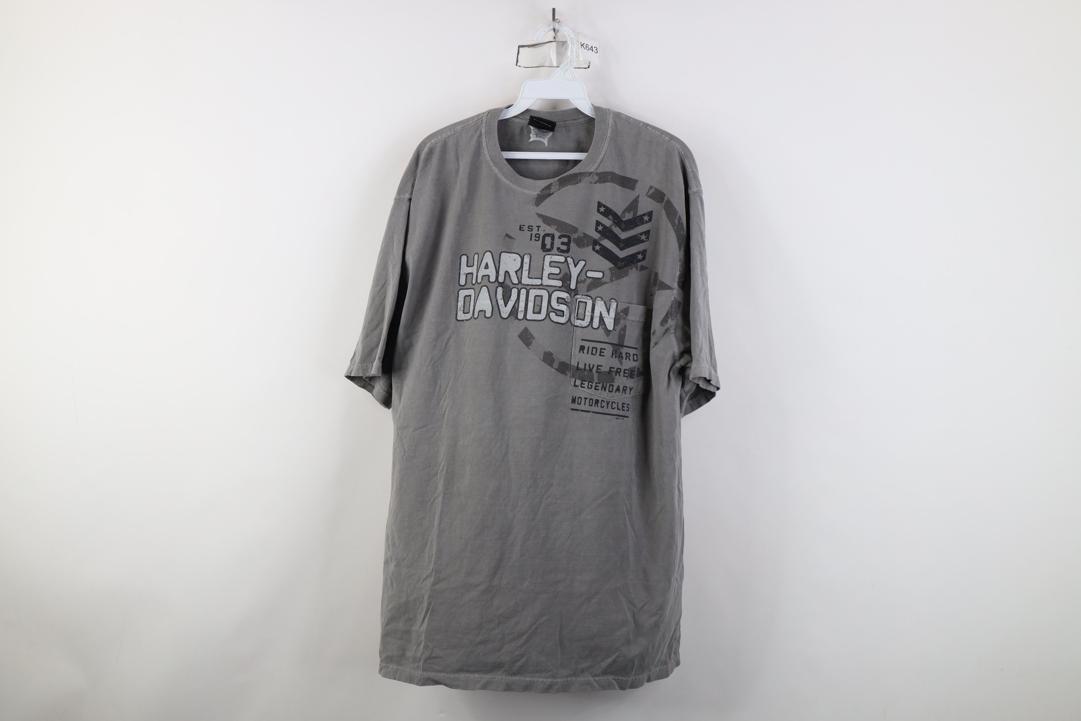 Harley Davidson Vintage Y2K Harley Davidson Army Military Pocket T-Shirt Size US XL / EU 56 / 4 - 1 Thumbnail