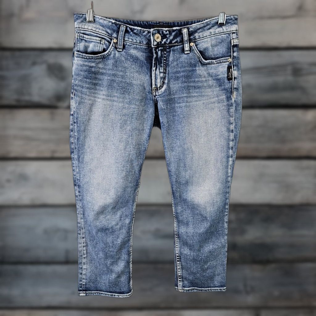 Silver Jeans Co. Silver Jeans Suki Capri Jeans Womens 28 Blue Low Rise Cotton Blend Denim 28 Inseam 22.5 Vintage No Mens Womens Girls Size 28" / US 6 / IT 42 - 1 Thumbnail