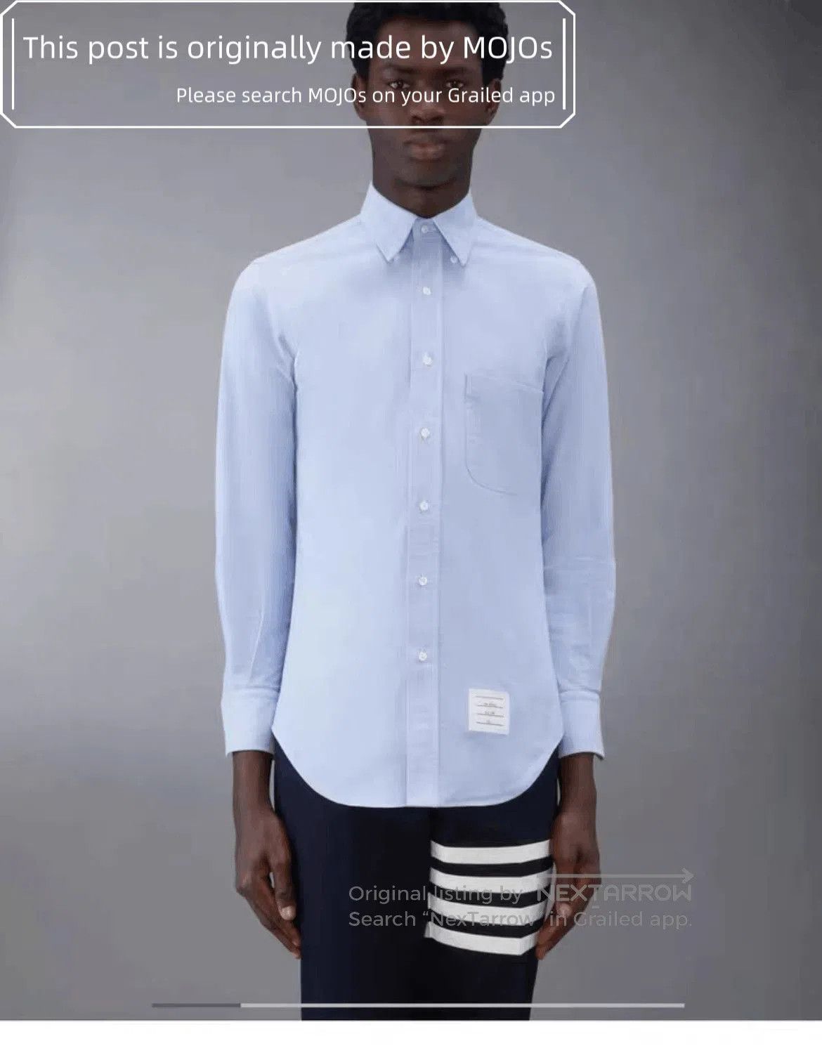 Thom Browne Sz 2 Thom Browne Front Triple Stripe Blue Oxford Shirt. Size US M / EU 48-50 / 2 - 6 Thumbnail