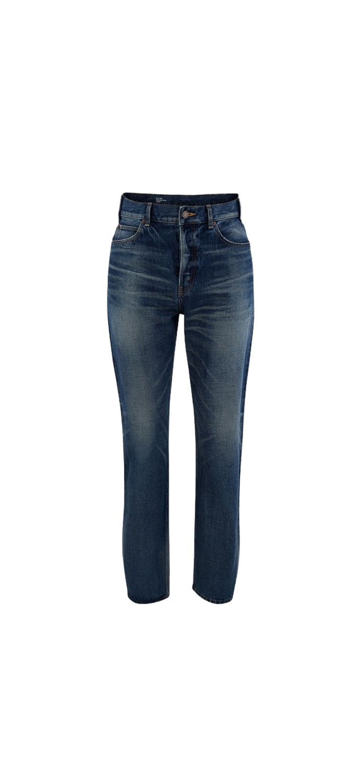 image of Celine High-Waisted Trousers In Denim in Blue, Men's (Size 33)