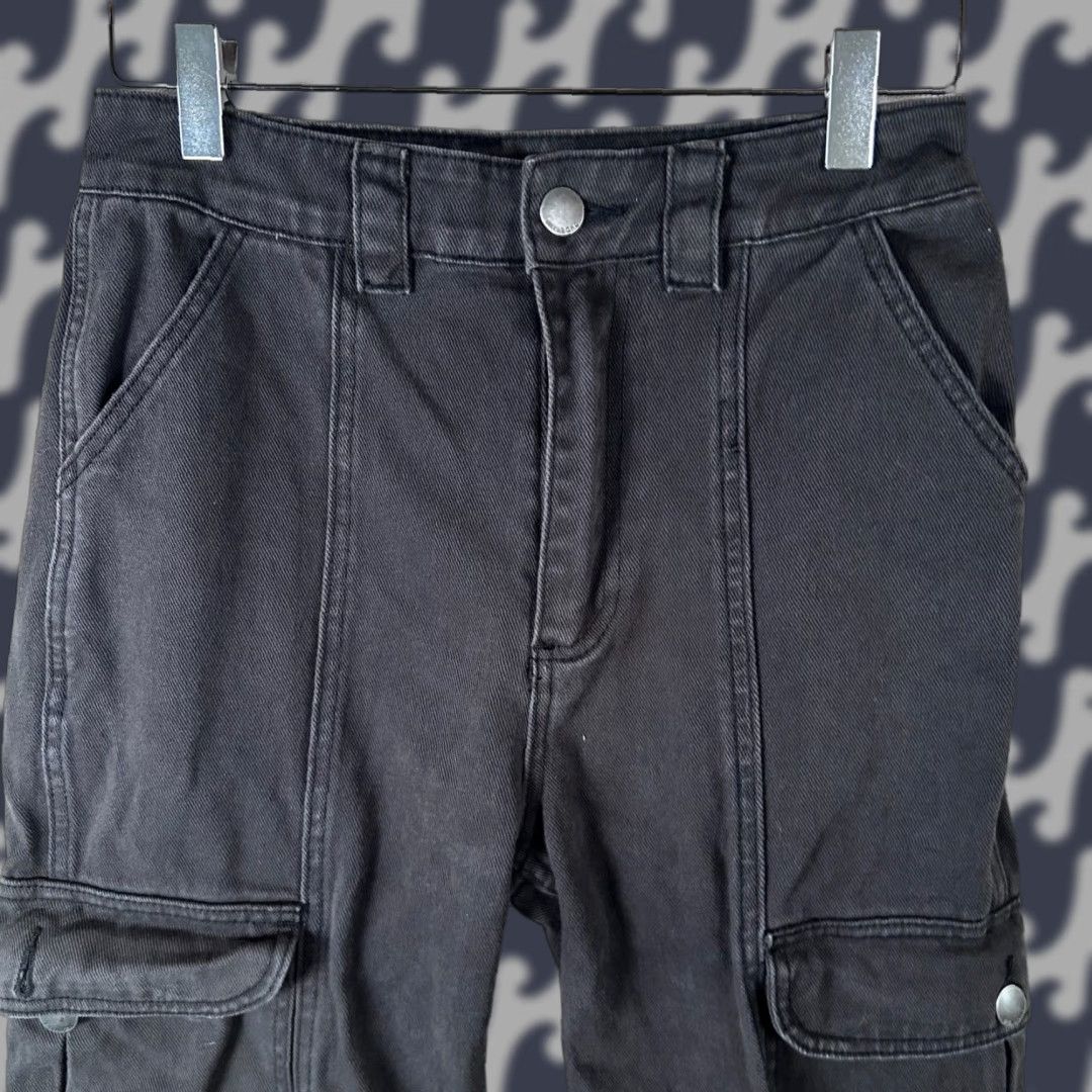 Billabong Billabong Cargo Pants Denim Black Straight Leg High Rise 24 Womens Utility Pockets 6 Pocket Size 42" / US 20 - 1 Thumbnail