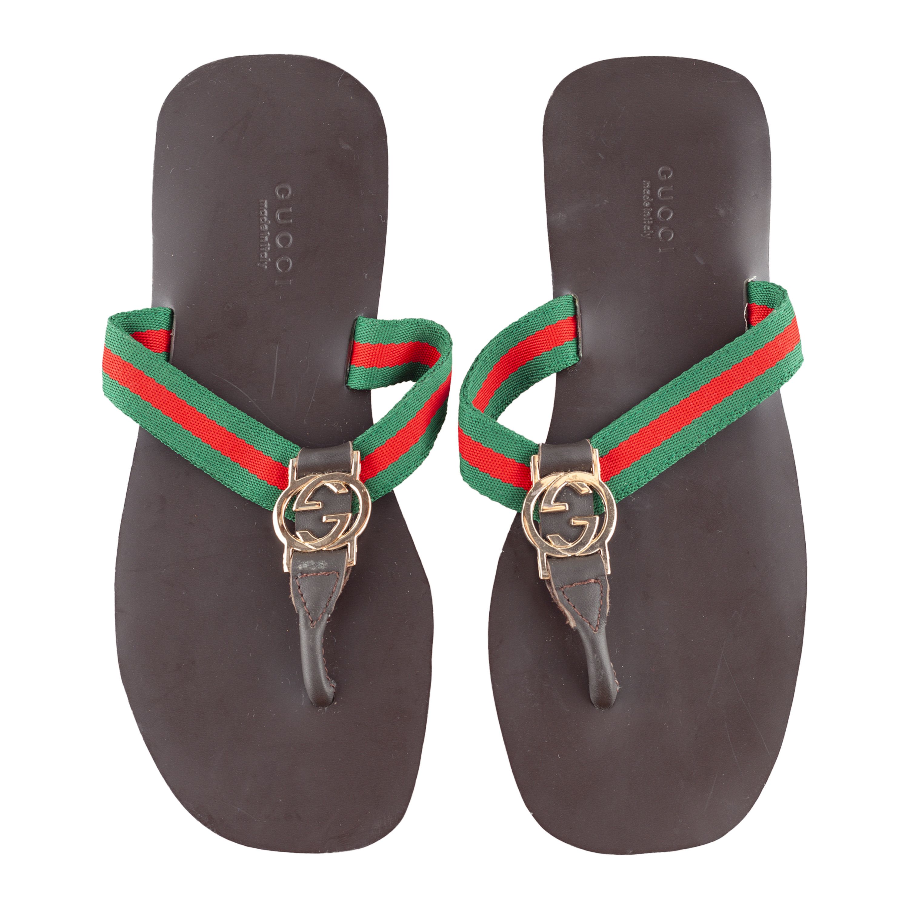 Gucci Gucci Brown Vintage Thong Sandals (38 EU) Size US 7 / IT 37 - 1 Thumbnail