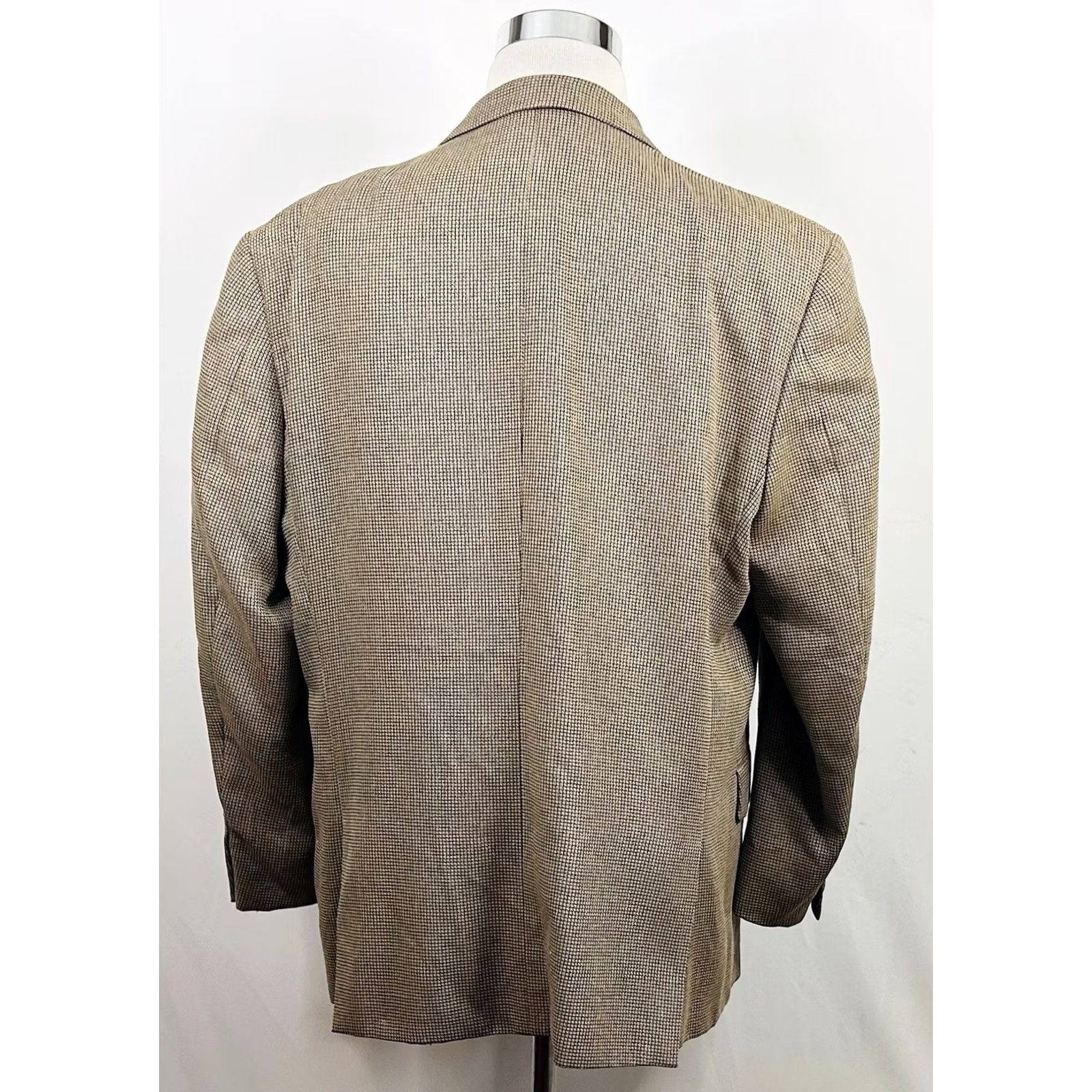 Joseph Abboud Joseph Abboud Sport Coat 46R Silk Wool Gold Knit Three-Button Double Vented Plaid Men's Jacket Court Formal Size US XS / EU 42 / 0 - 6 Thumbnail