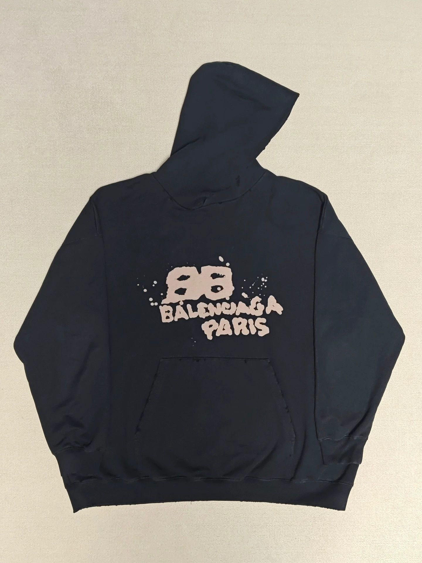 Balenciaga 23ss Graffiti Splash Ink Double B Letter Print for Aging Destruction Hoodie