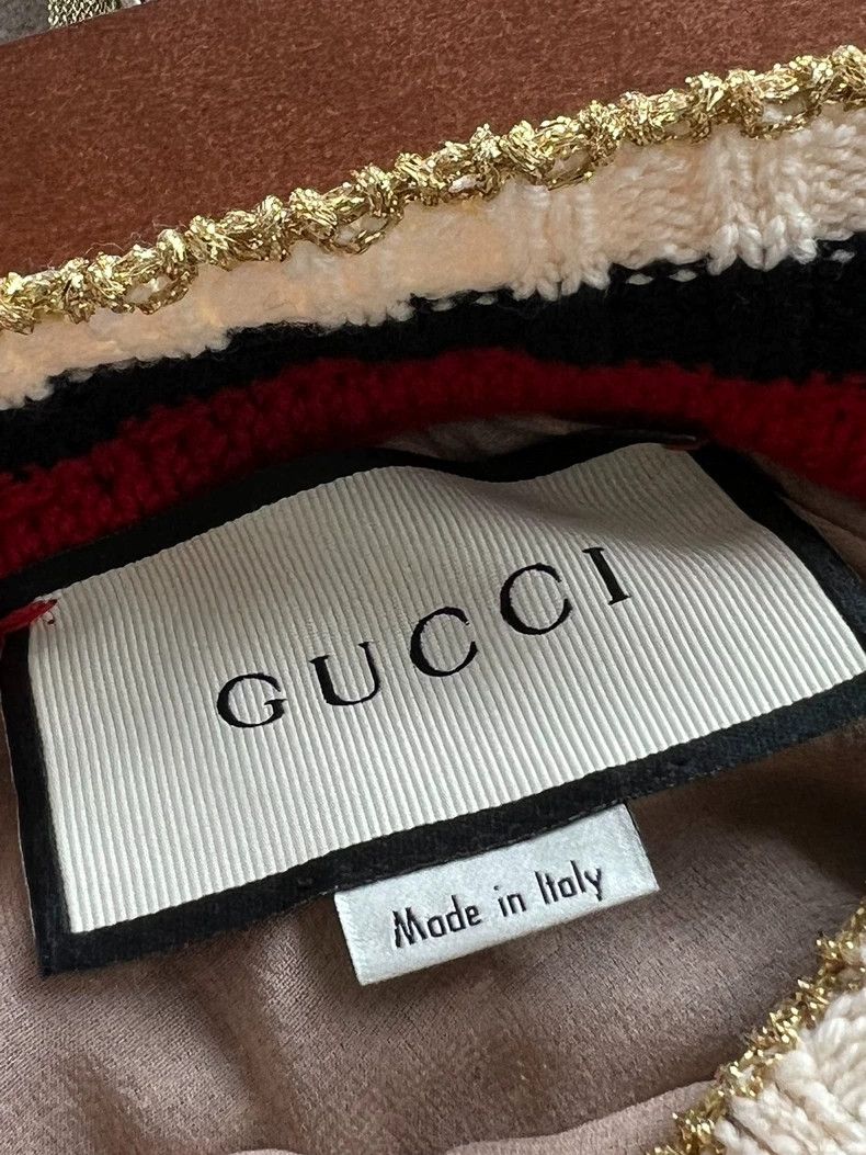 Gucci Gucci SizeXS Hollow-in gold thread knitted color block cott Size 42" / US 20 - 4 Thumbnail