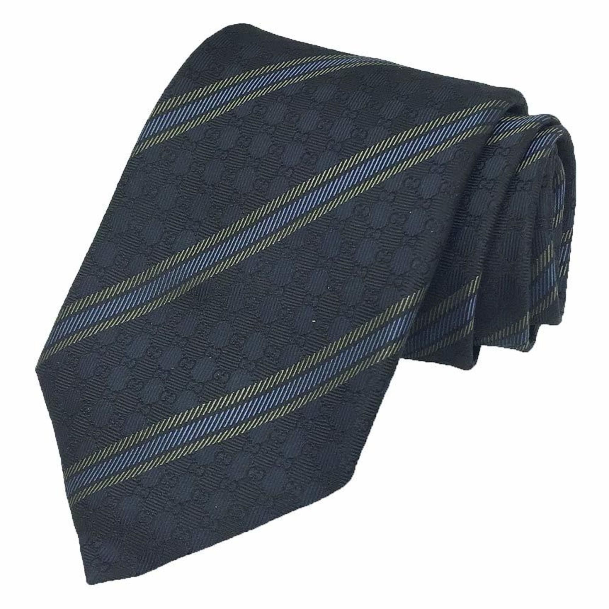 image of Gucci Tie GG Stripe Silk Navy Men's