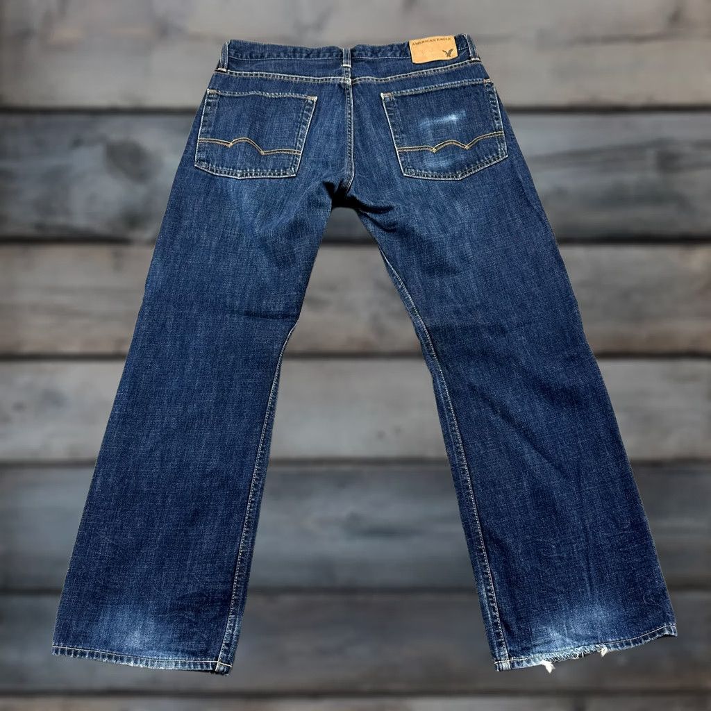 American Eagle Outfitters American Eagle Jeans Mens 34x30 Blue Relaxed Straight Dark Wash Denim Distressed Size US 34 / EU 50 - 1 Thumbnail