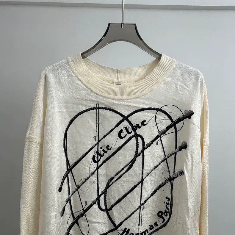 Hermes Hermes White Classic Printed Sweater Size XXS / US 00 / IT 34 - 6 Thumbnail