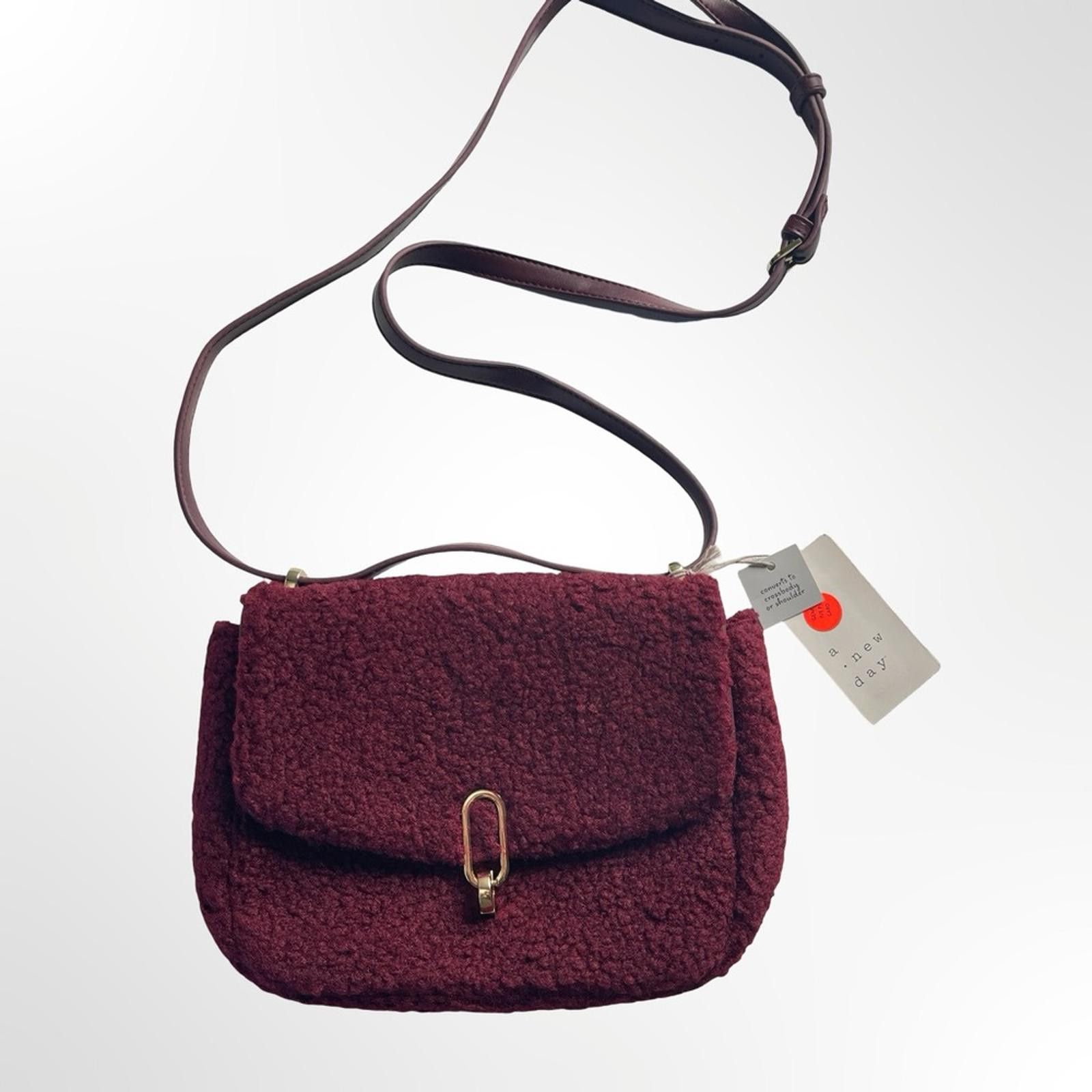 Other A New Day Burgundy Sherpa Crossbody Bag NWT Size ONE SIZE - 1 Thumbnail