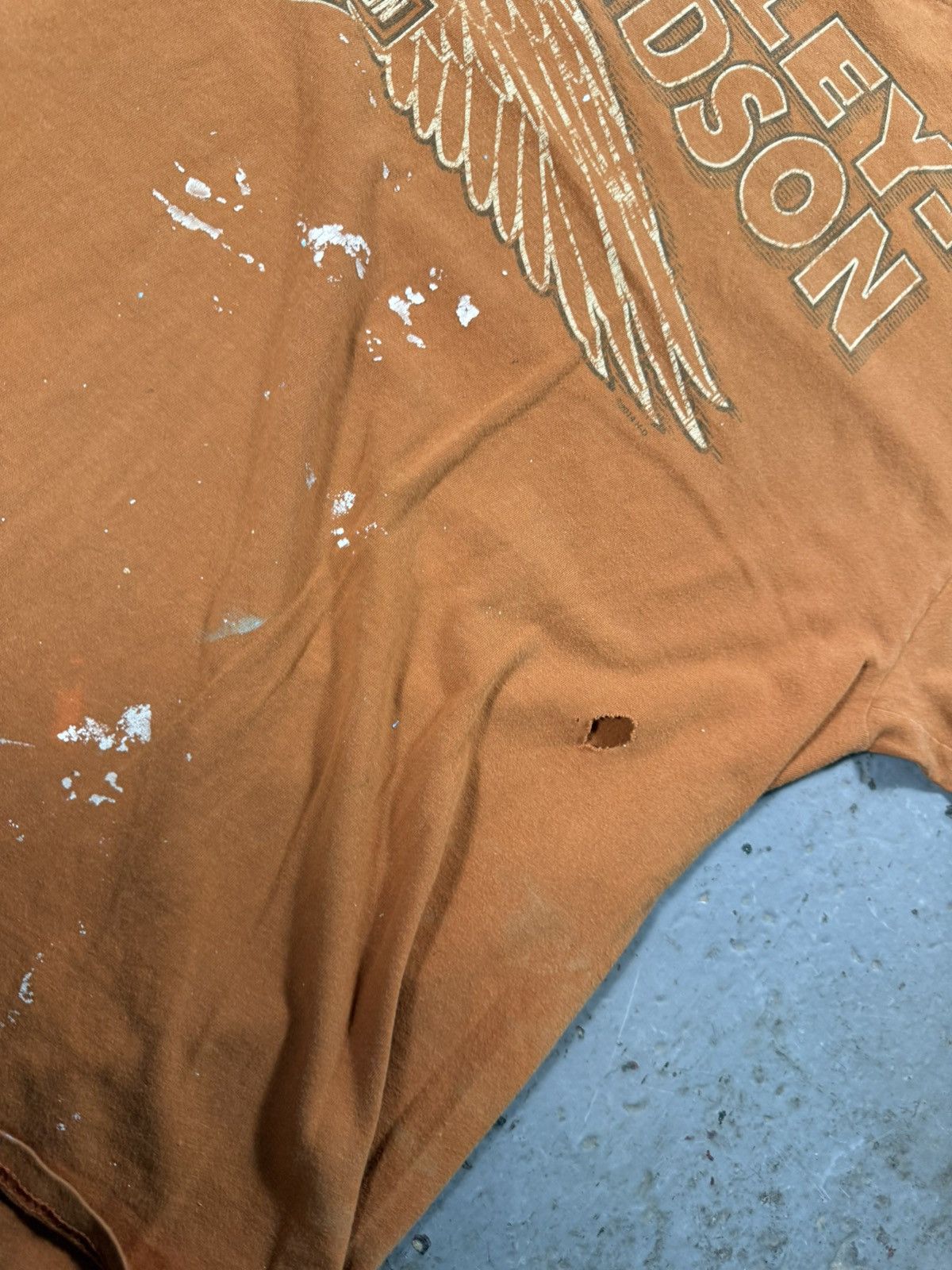 Harley Davidson Vintage Thrashed Harley Davidson Wing Tee Burnt Orange Size US XL / EU 56 / 4 - 3 Thumbnail