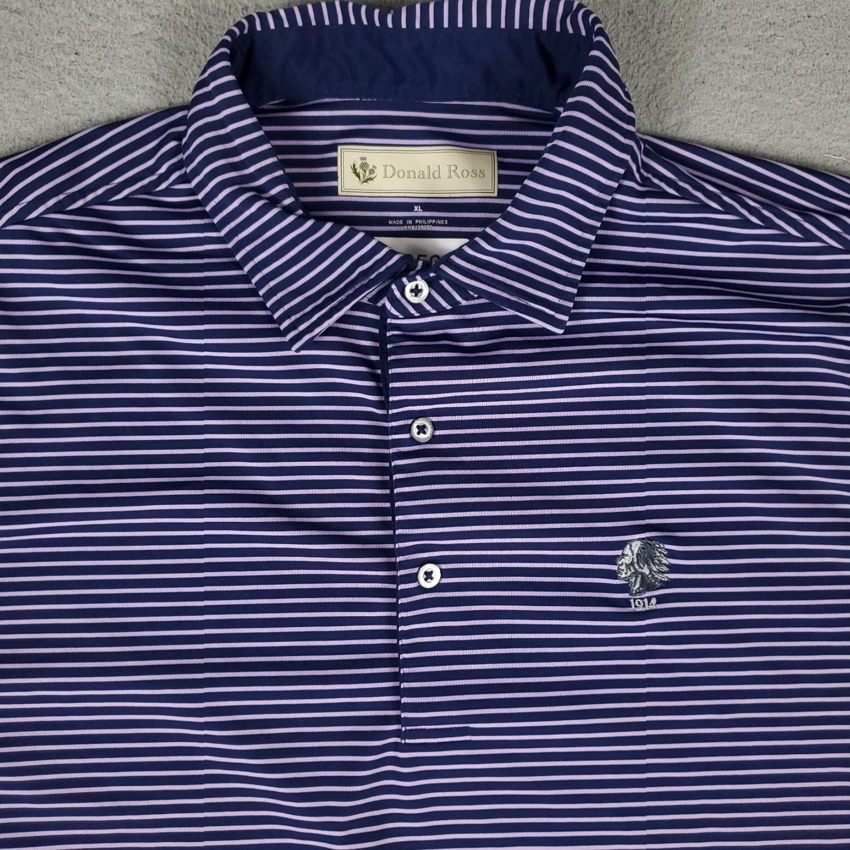 Vintage Donald Ross Polo Shirt Mens XL Purple Striped Golf Short Sleeve Size US XL / EU 56 / 4 - 2 Thumbnail