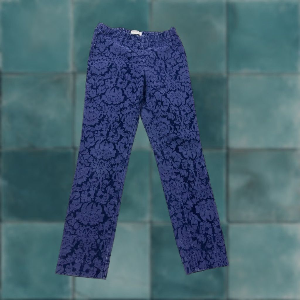 Anthropologie Anthropologie Pants Women’s 4 Blue Floral Jacquard Skinny Dress Pants Slimming Pockets Women Size 27" / US 4 / IT 40 - 1 Thumbnail