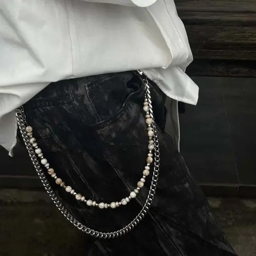 Jewelry Turquoise Beaded Pants Chain – Retro Gray White Style Size ONE SIZE - 3 Thumbnail
