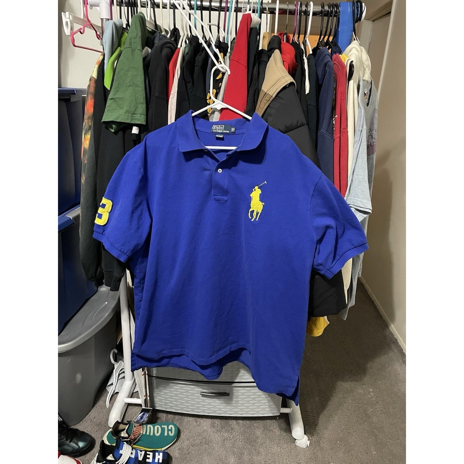 Polo Ralph Lauren Size 3XB-VTG Polo Ralph Lauren Shirt Blue Yellow Big PonyY2K Size US XXL / EU 58 / 5 - 1 Thumbnail