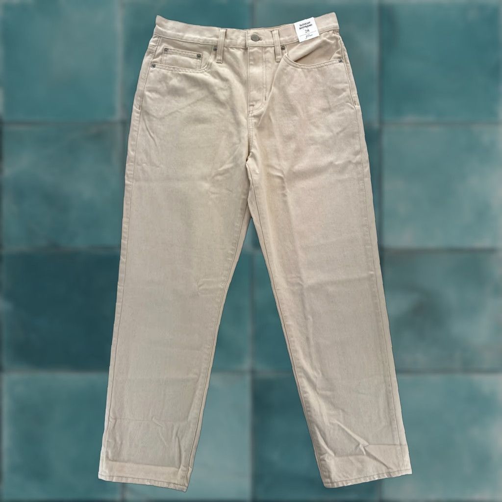 J.Crew J.CREW Slouchy Boyfriend Jeans Women's 28 Straight Leg Beige Denim Ankle Crop Jeans Size 28" / US 6 / IT 42 - 1 Thumbnail