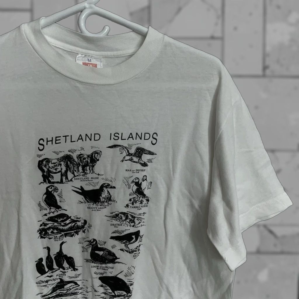 Hanes VTG Hanes Shetland Islands Animals Cotton White Graphic Tee Mens M single stitch Size US M / EU 48-50 / 2 - 1 Thumbnail