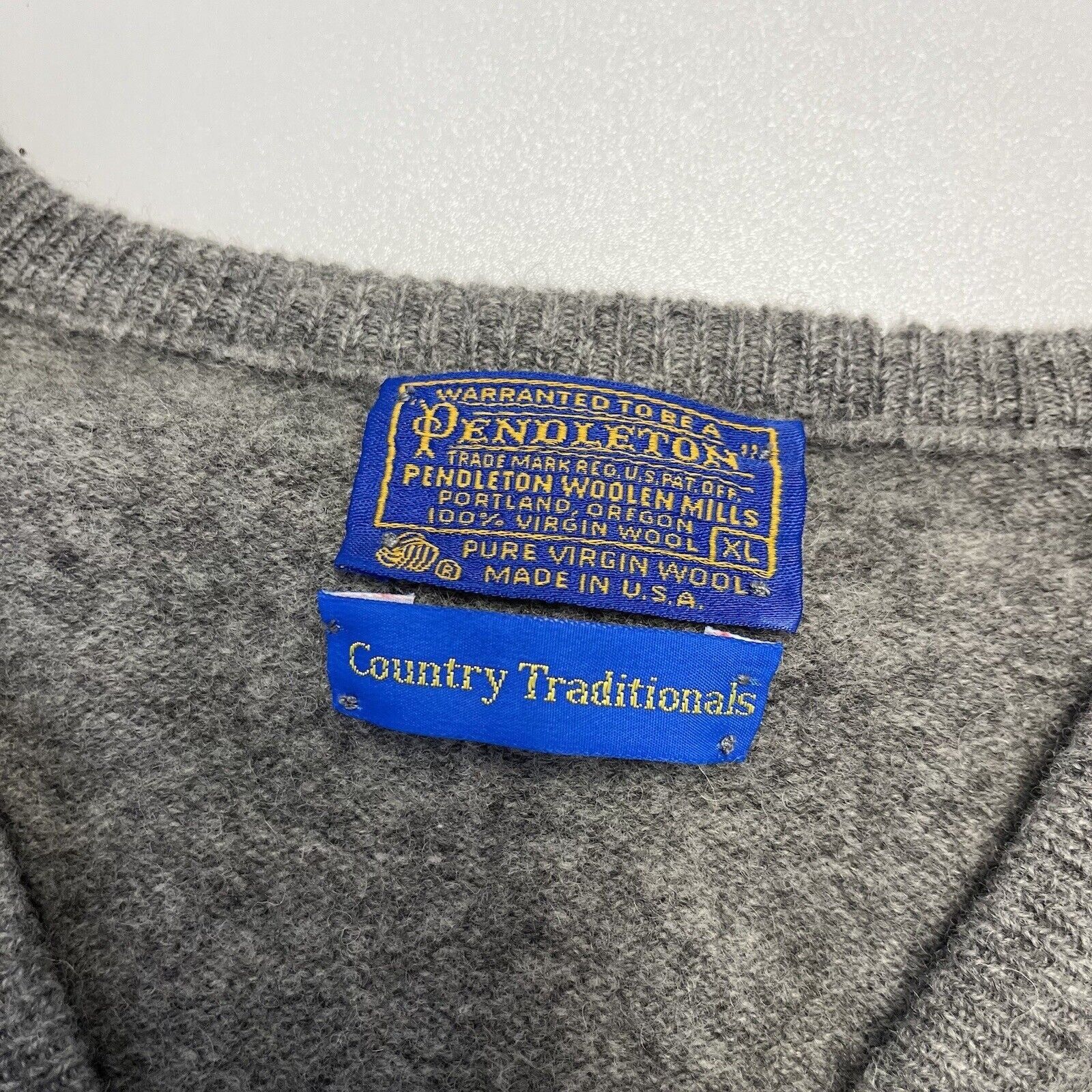 Pendleton Vintage Pendleton Wool Sweater Adult XL Argyle Pattern Gray Size US XL / EU 56 / 4 - 3 Thumbnail