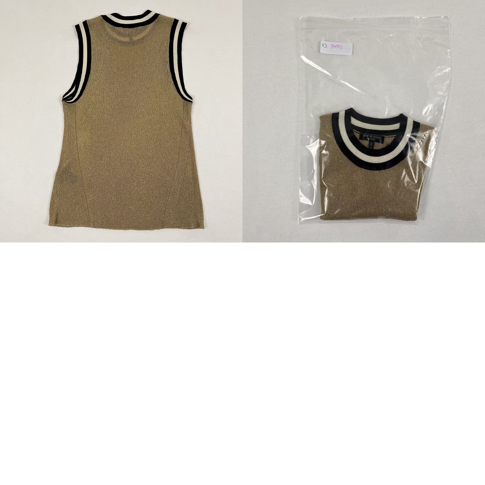 Rag & Bone Rag & Bone Priya Tank Top Shirt Women Large Gold Knit Sparkle Shimmer Wool Blend Size L / US 10 / IT 46 - 8 Thumbnail