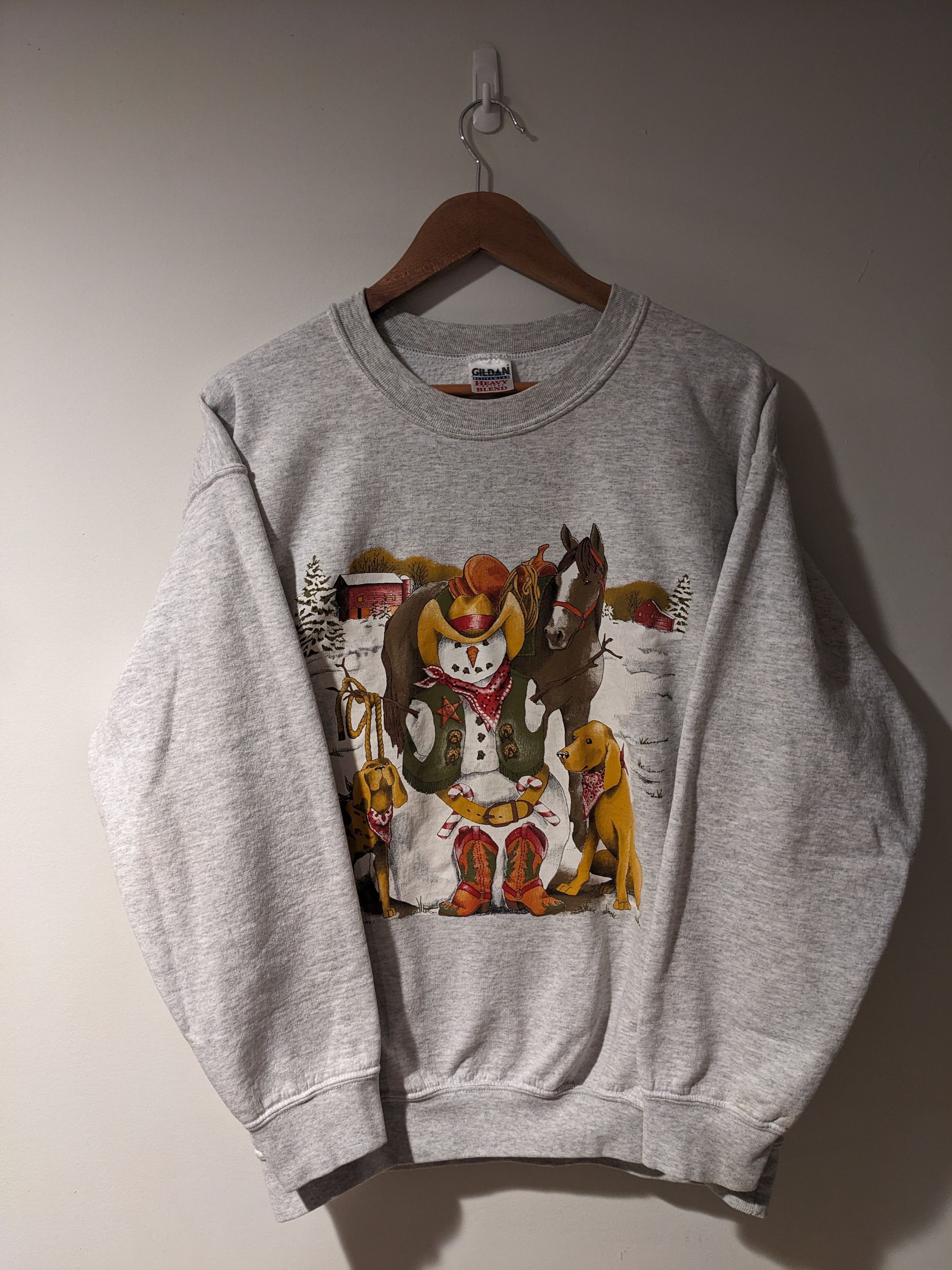 Vintage Vintage 90s Snowman Dog Animal Nature Wildlife Sweatshirt Size US L / EU 52-54 / 3 - 1 Thumbnail