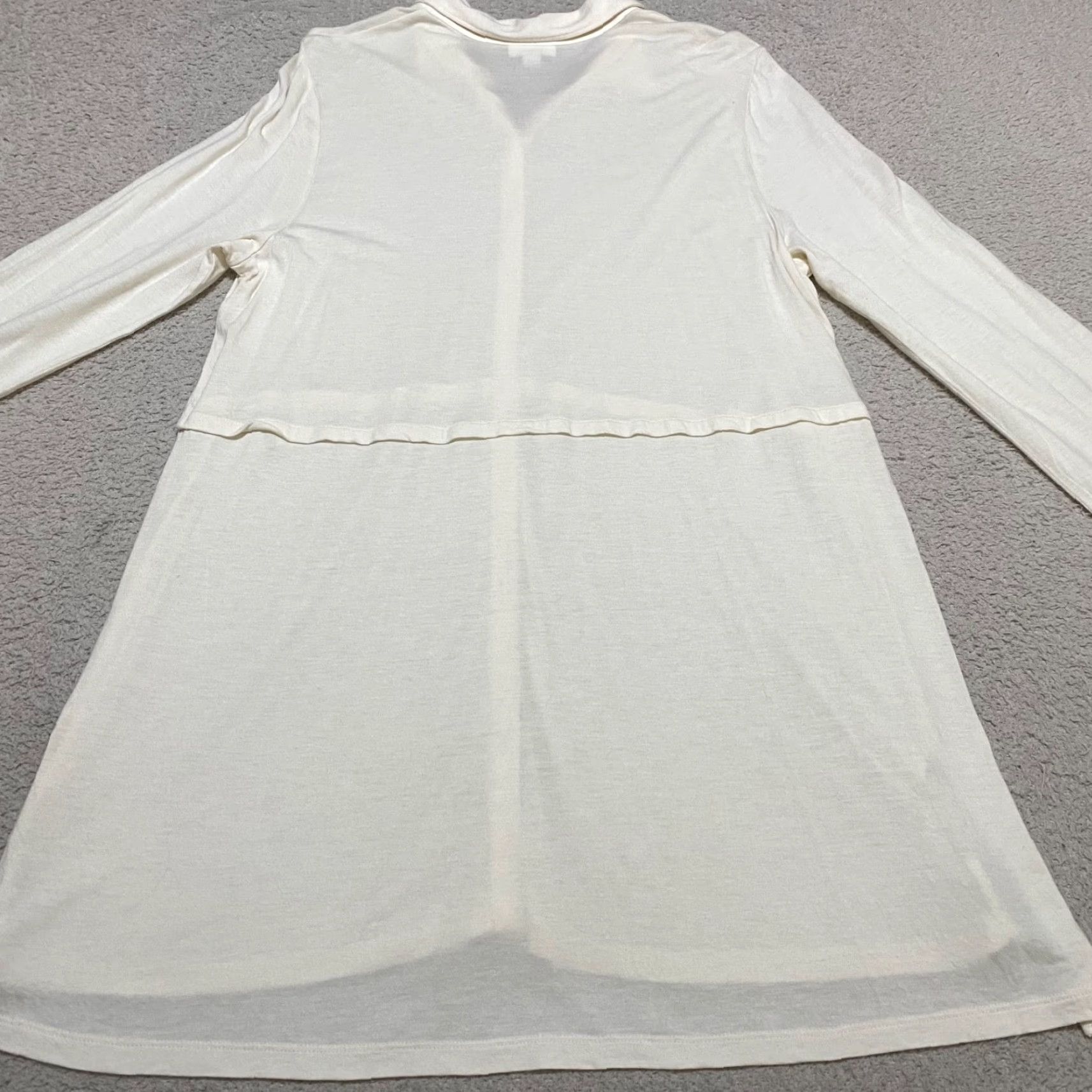 J. Jill J. Jill Womens Shirt L Tall Beige Knit Button Up Long Sleeve Tunic Blouse Casual Size L / US 10 / IT 46 - 2 Thumbnail